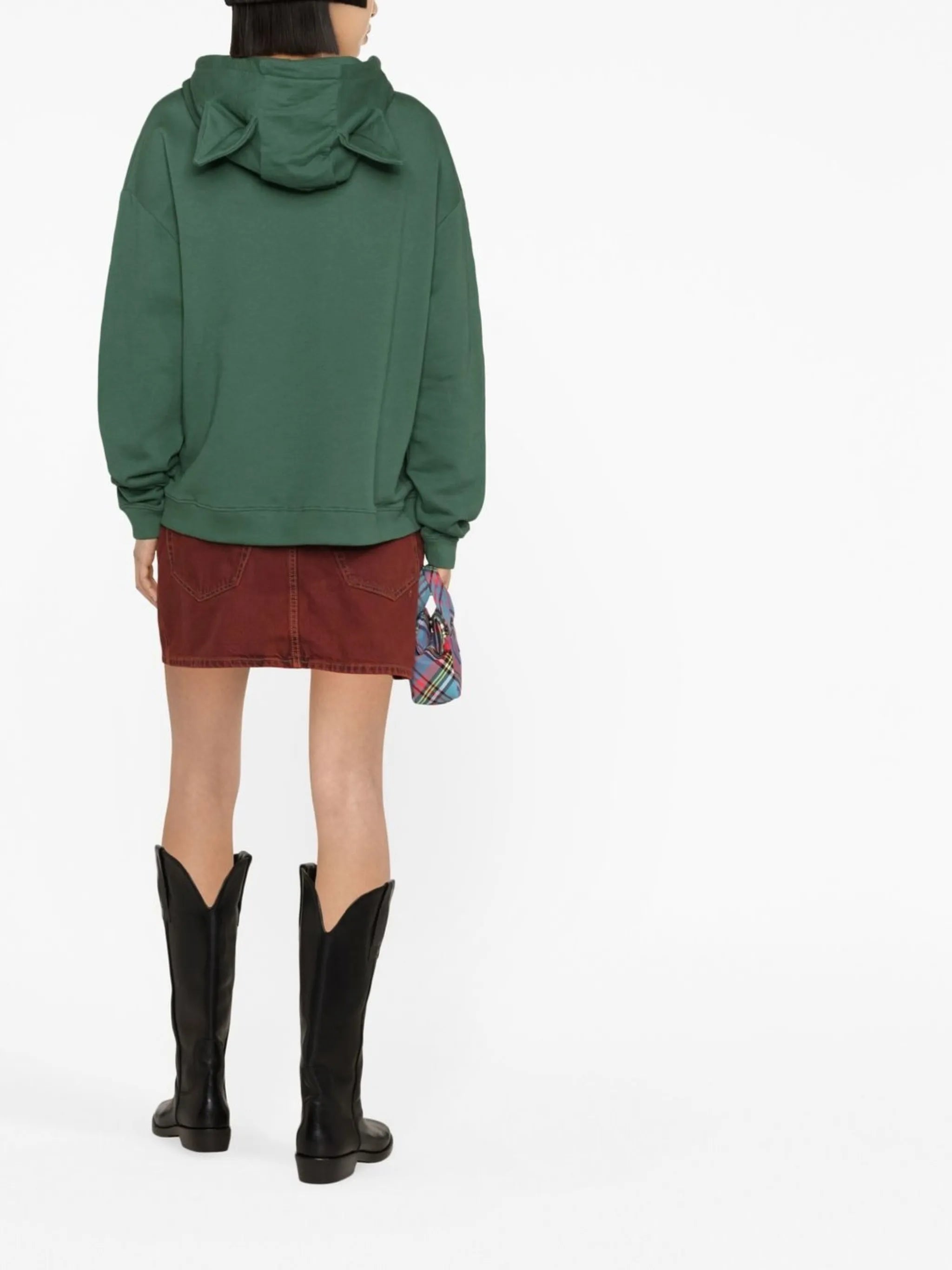 illustration-print animal-ear hoodie