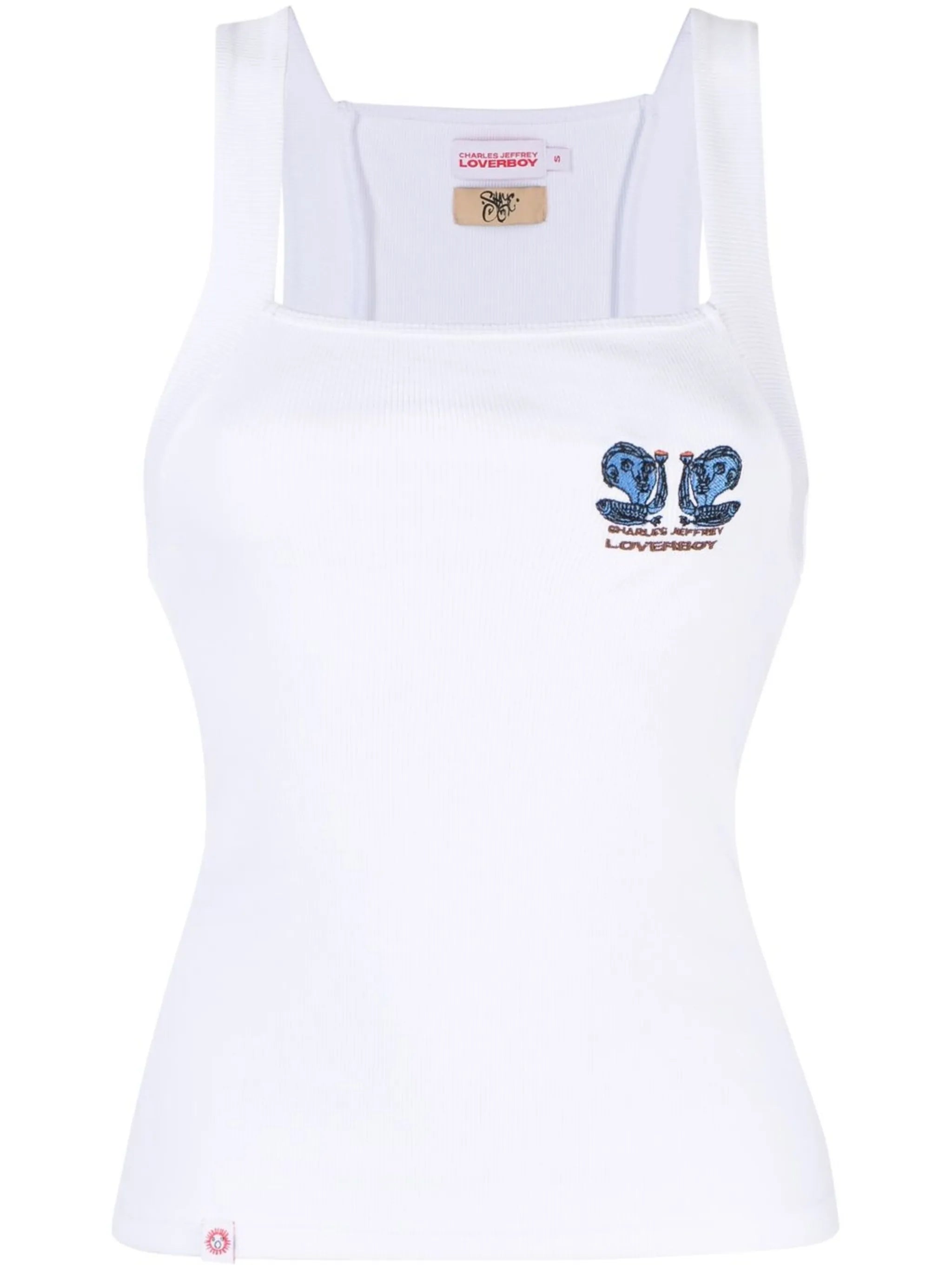 square-neck organic-cotton vest