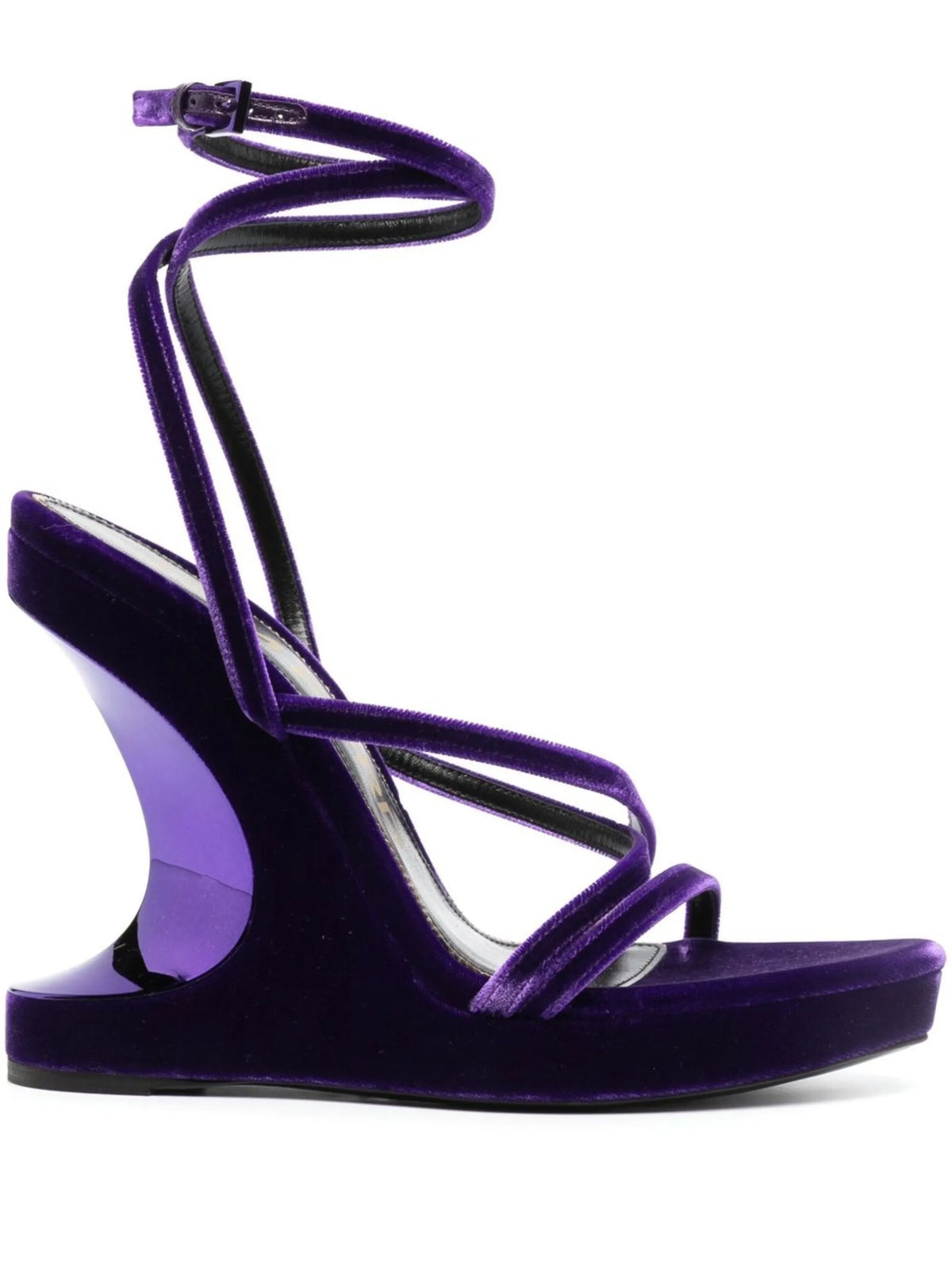 130mm wedge velvet sandals