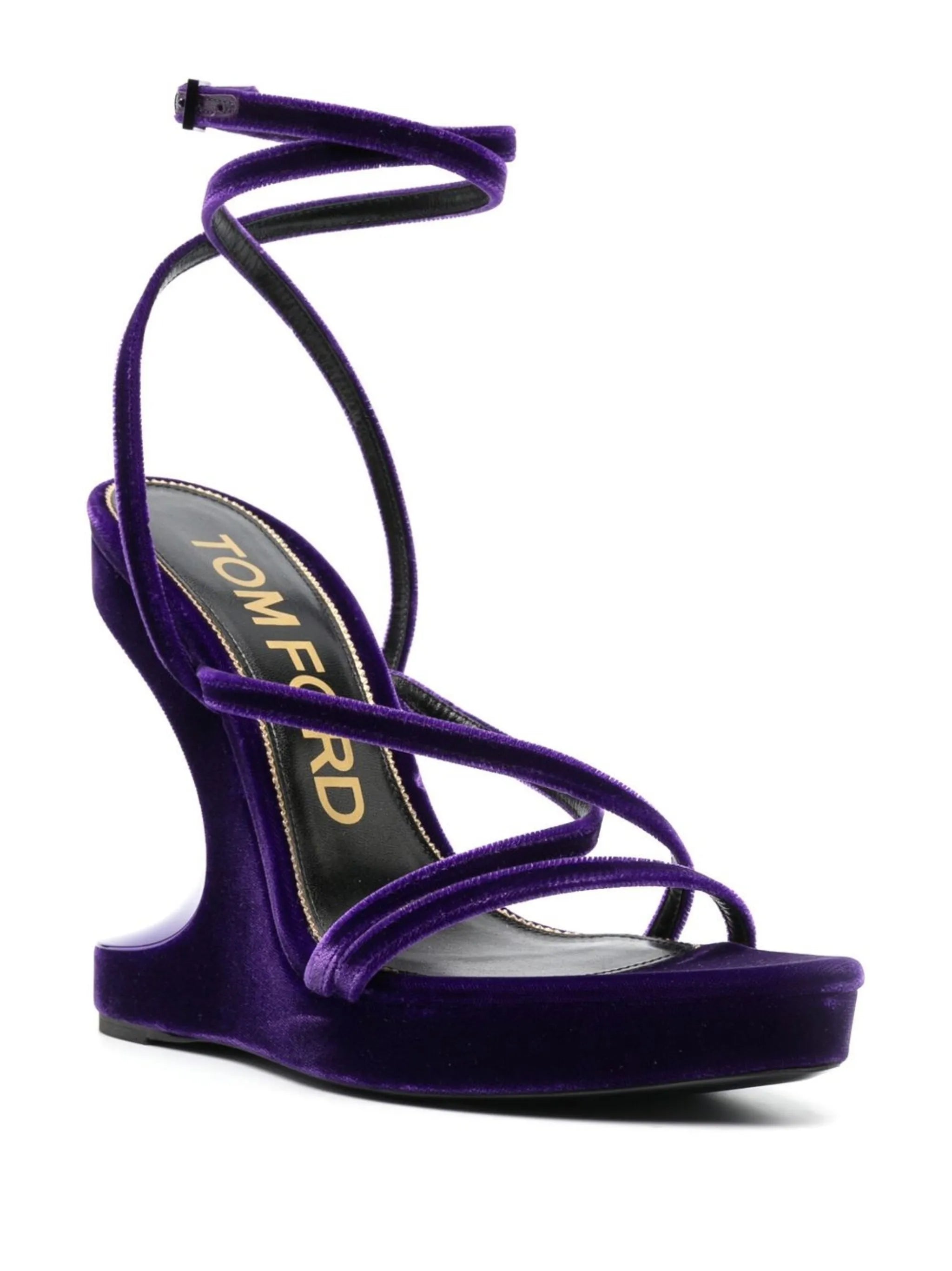 130mm wedge velvet sandals