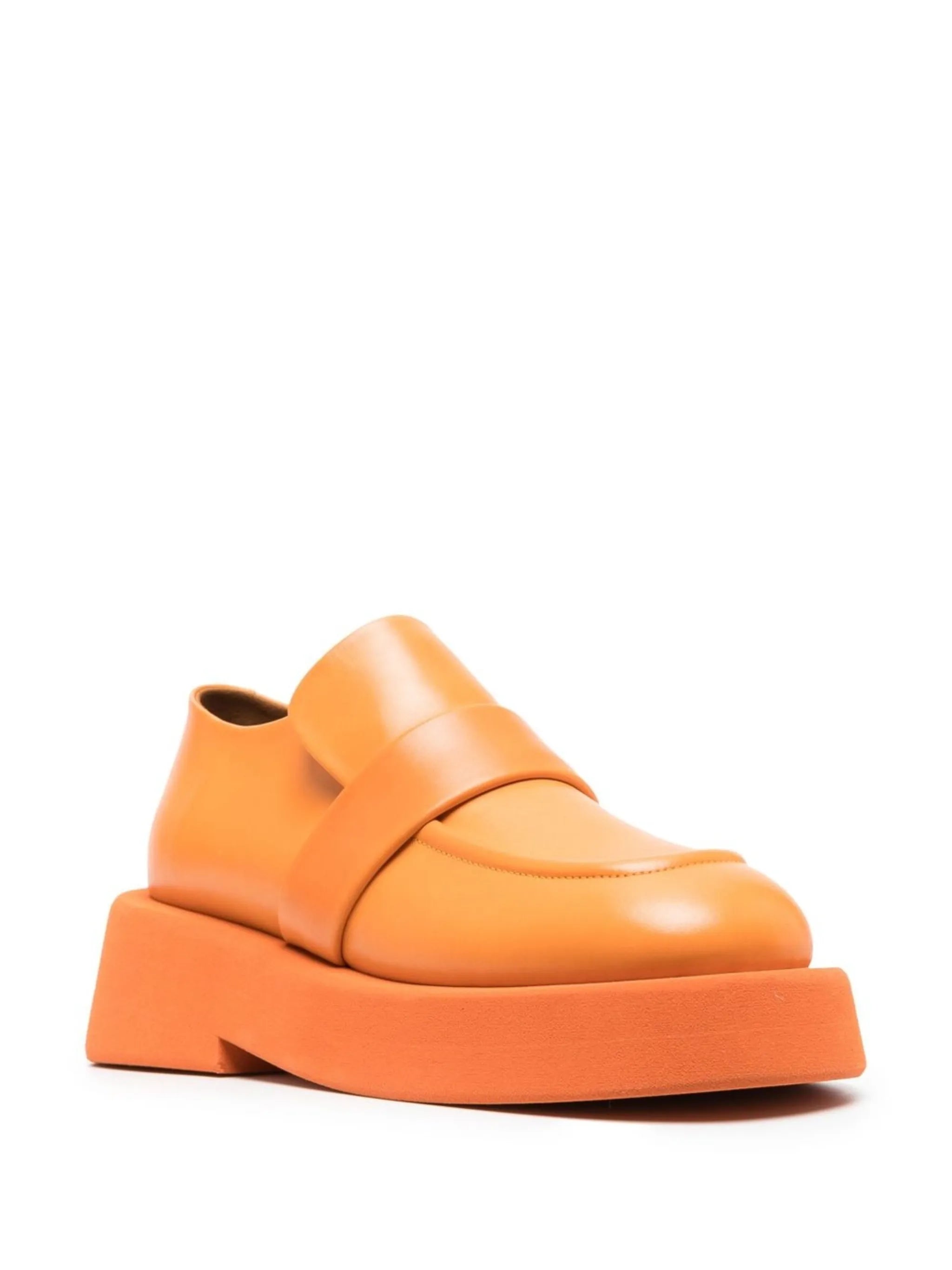 square-toe leather loafers