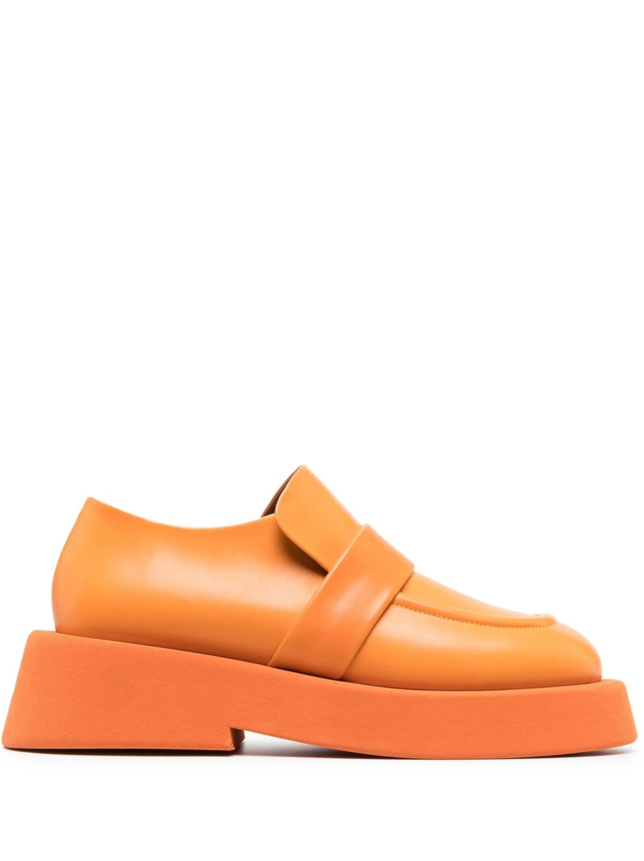 square-toe leather loafers