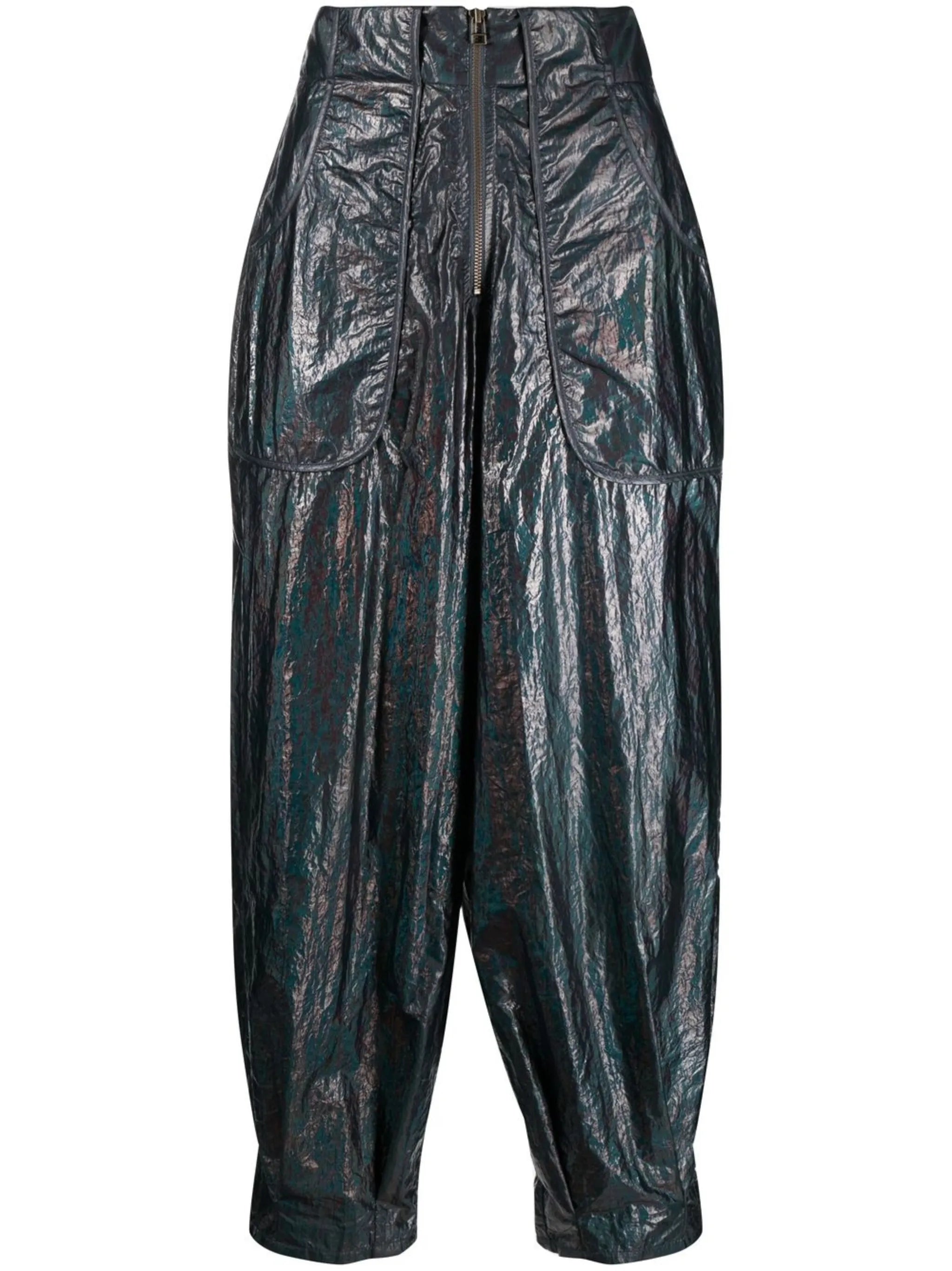 iridescent-effect wide leg trousers