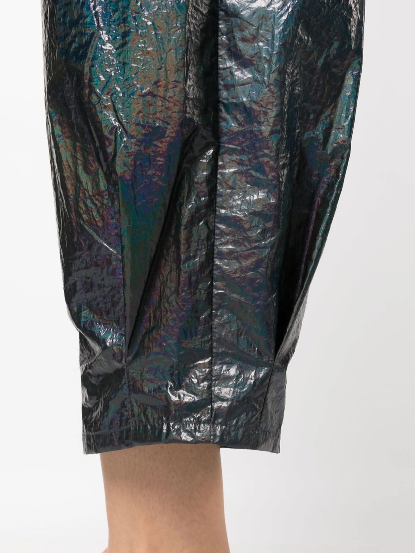 iridescent-effect wide leg trousers