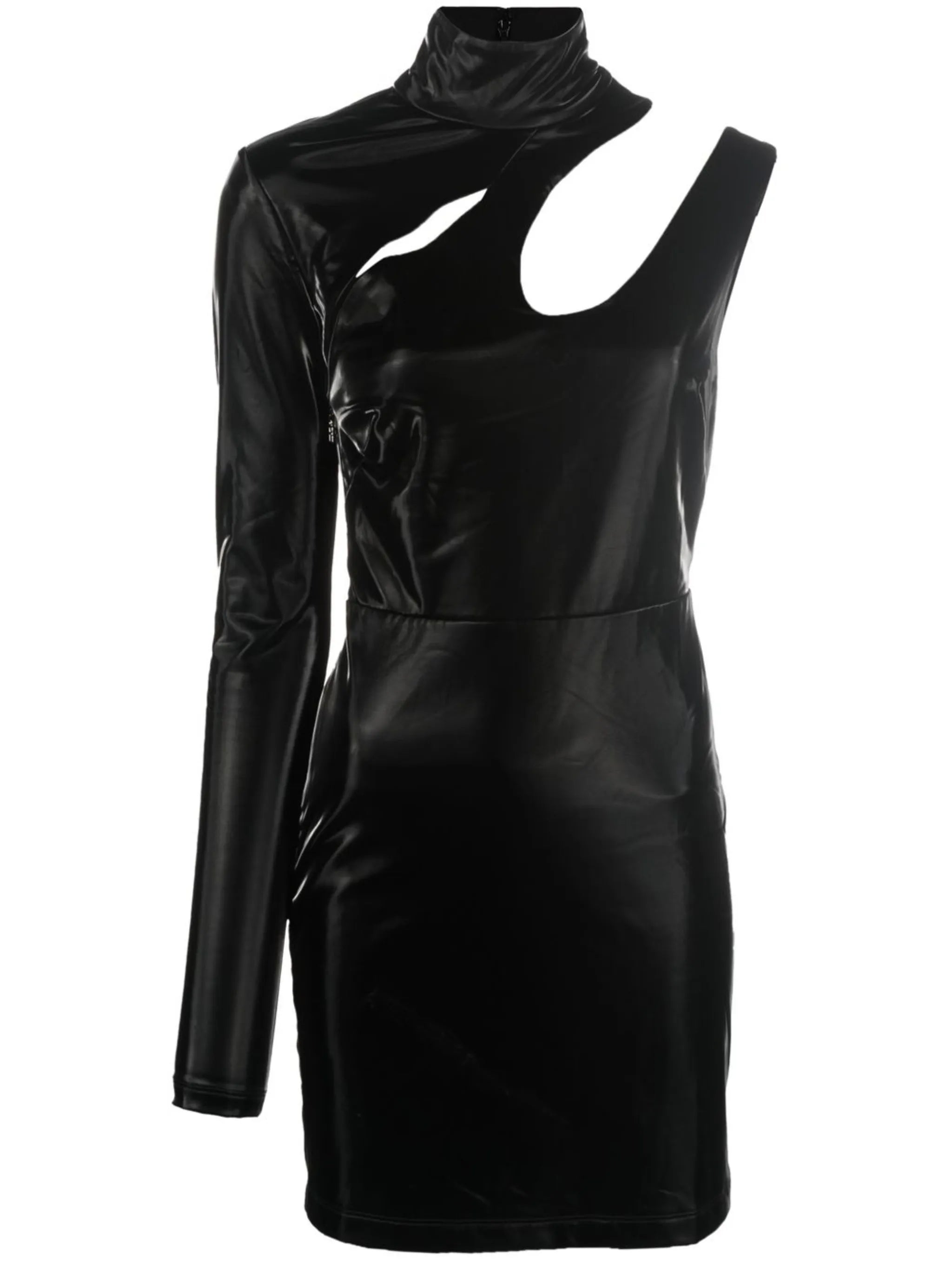 asymmetric one-sleeve mini dress