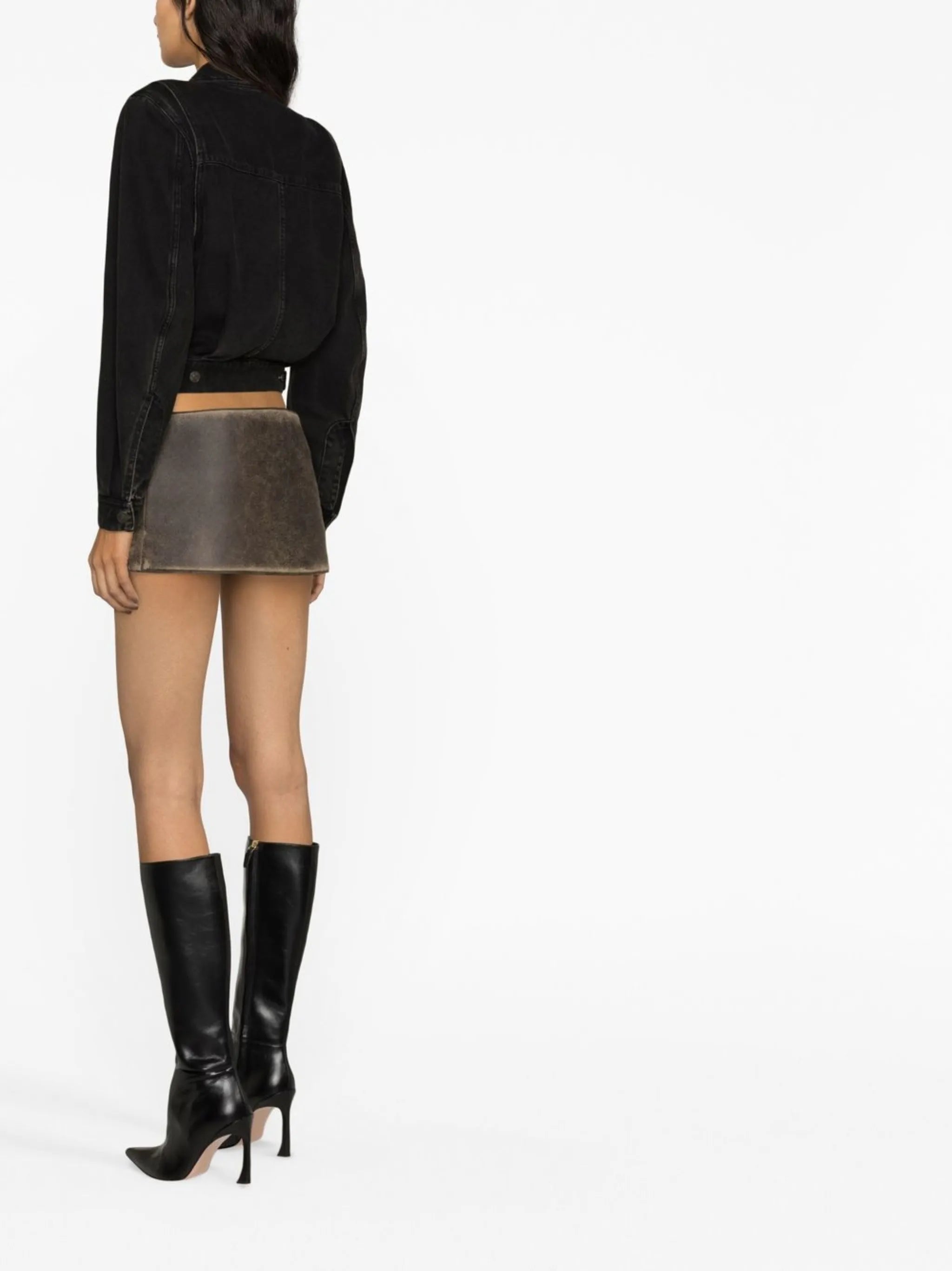 B-Berny distressed leather miniskirt