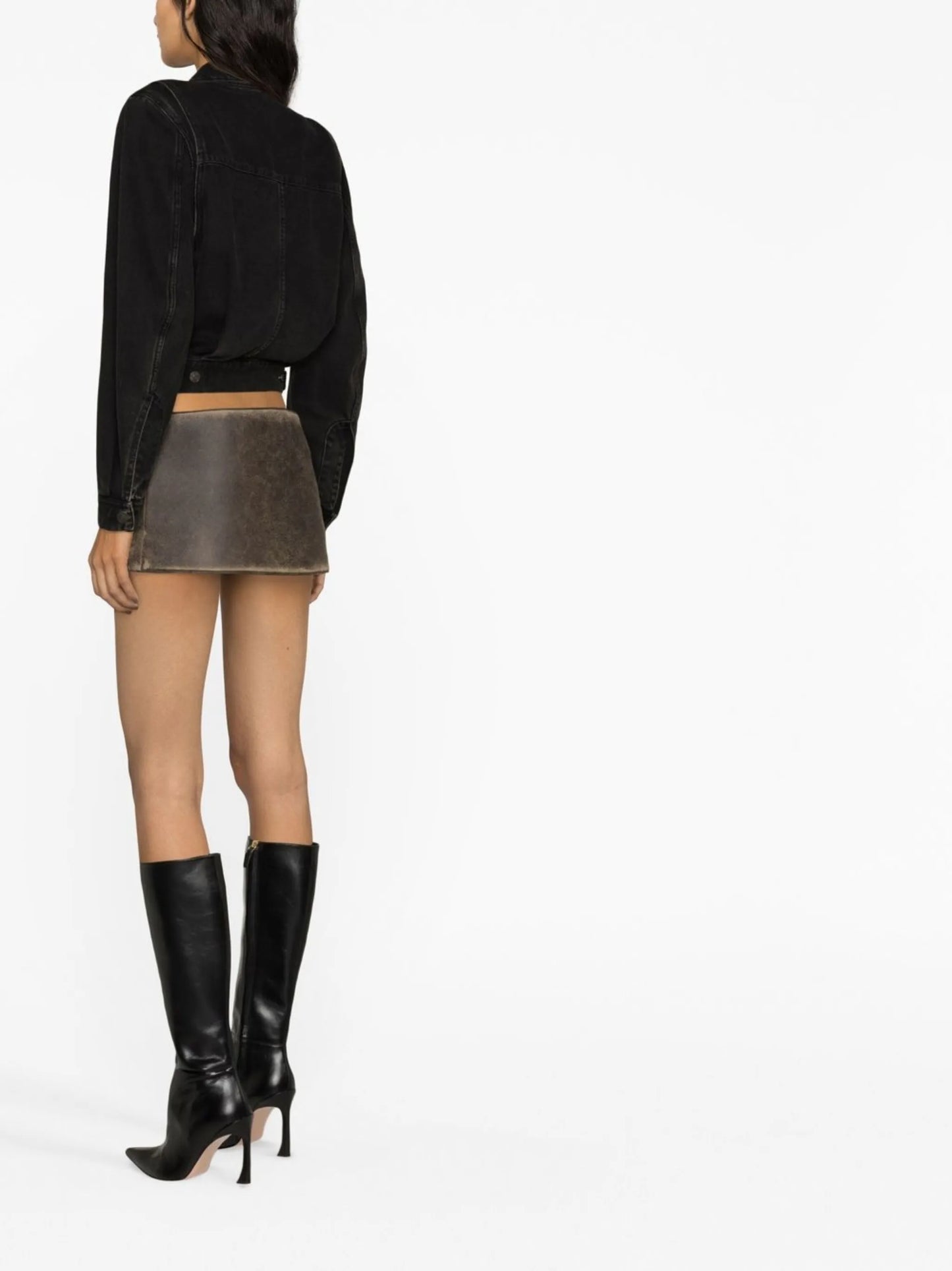 B-Berny distressed leather miniskirt