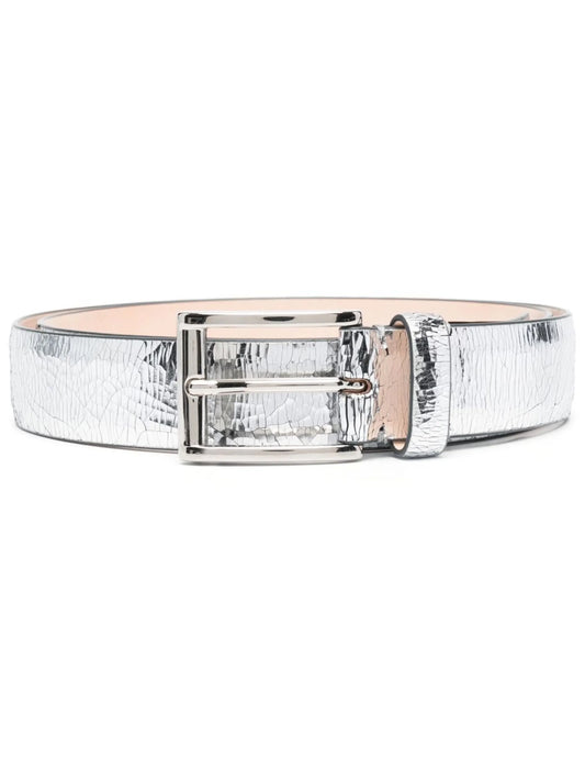 buckled leather belt