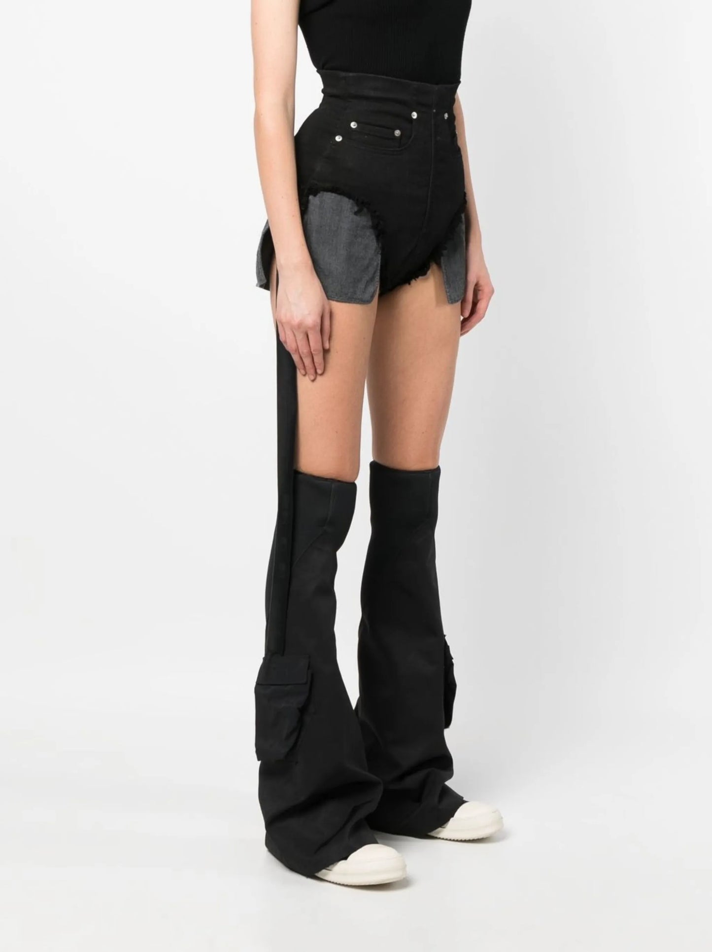 Dirt asymmetric denim shorts