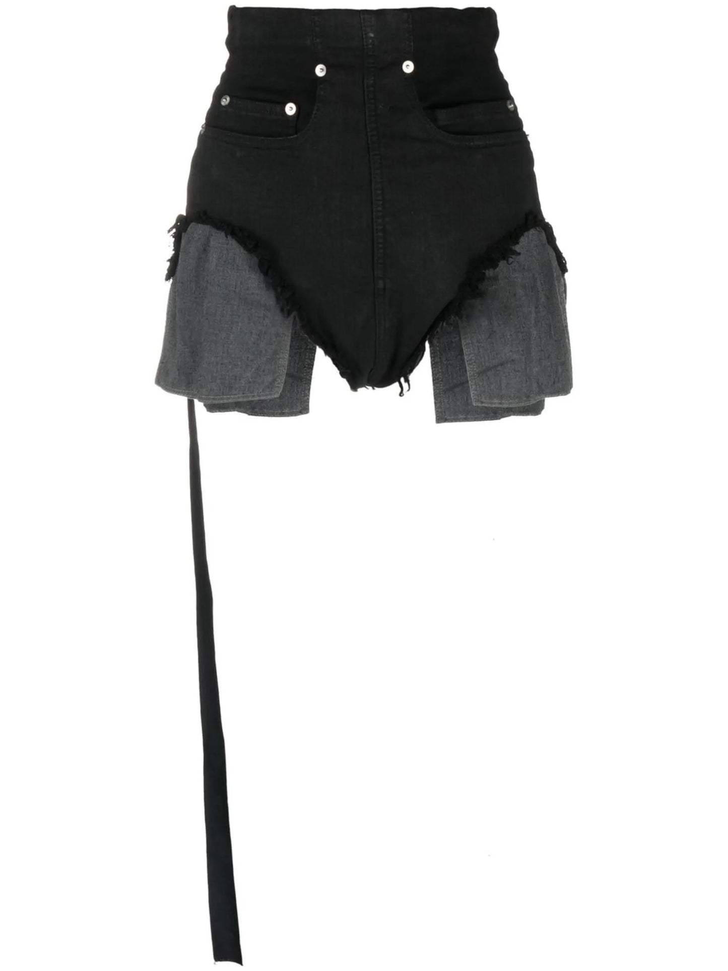Dirt asymmetric denim shorts