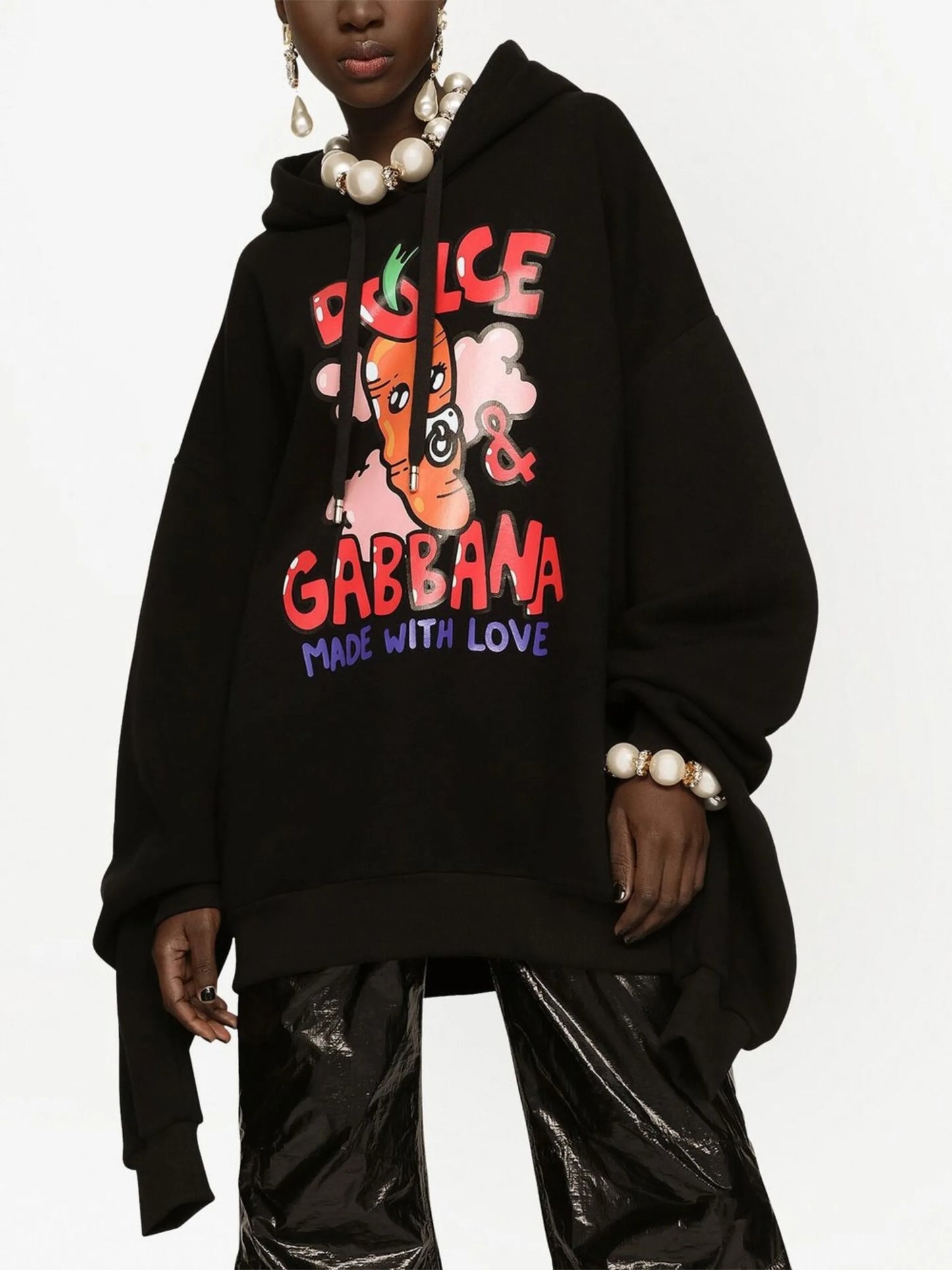 graphic-print drawstring hoodie