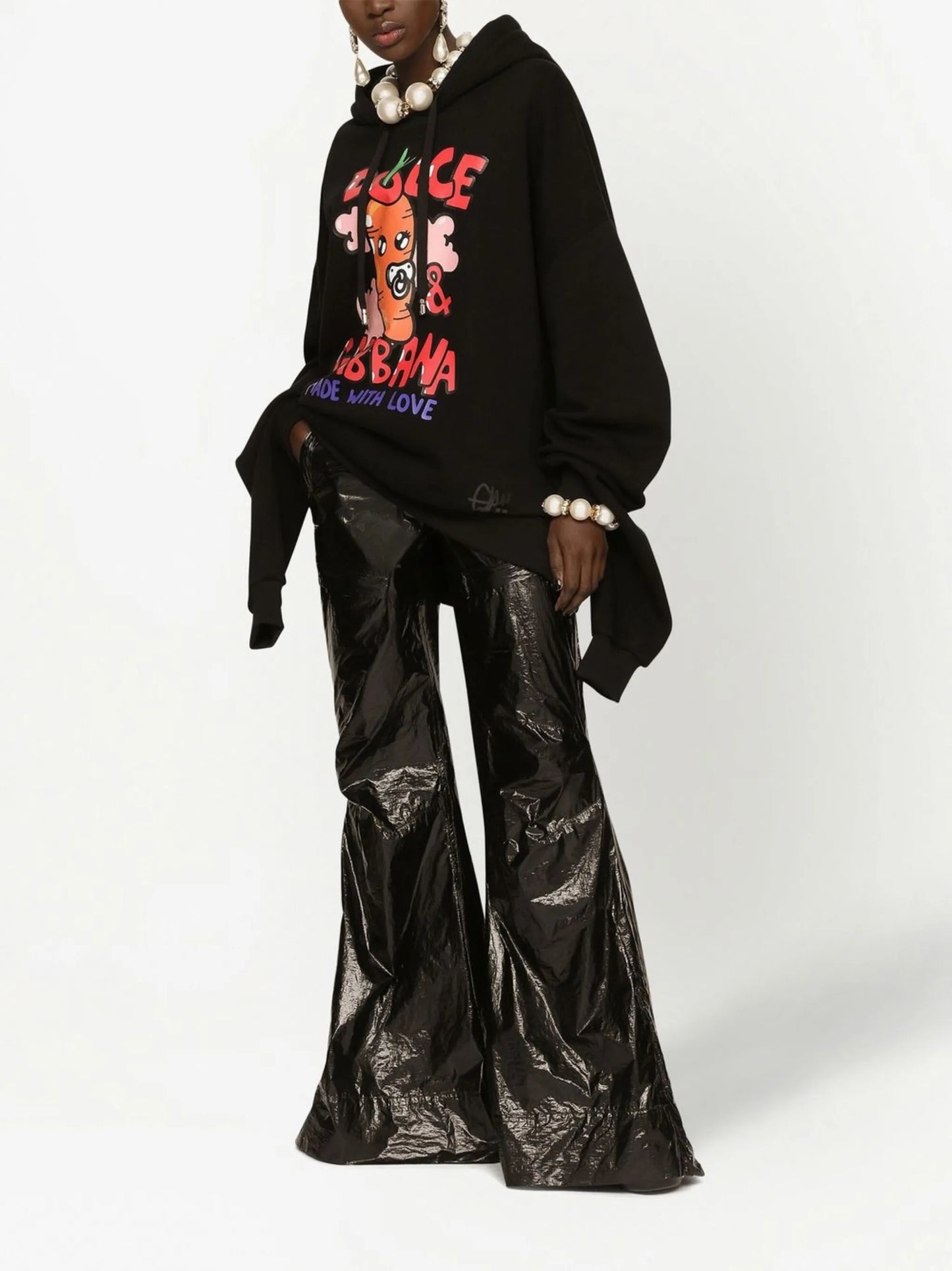 graphic-print drawstring hoodie