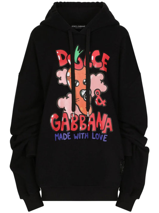 graphic-print drawstring hoodie