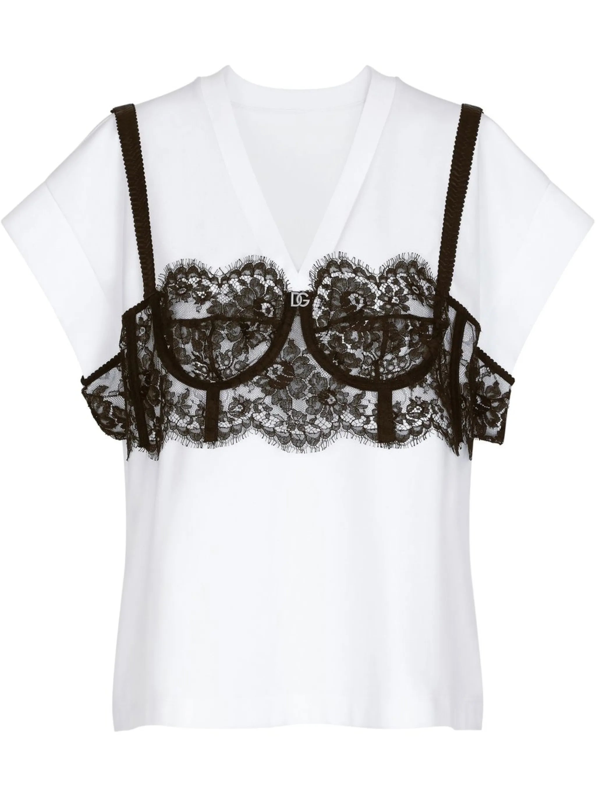 lace-detail bustier T-shirt