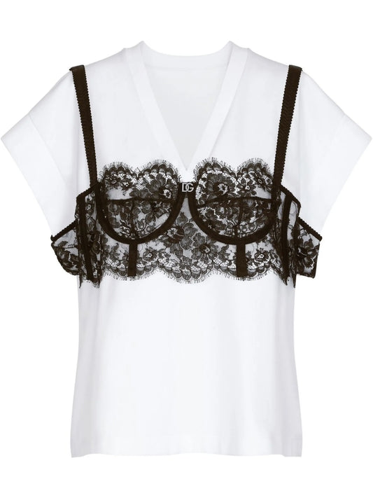 lace-detail bustier T-shirt