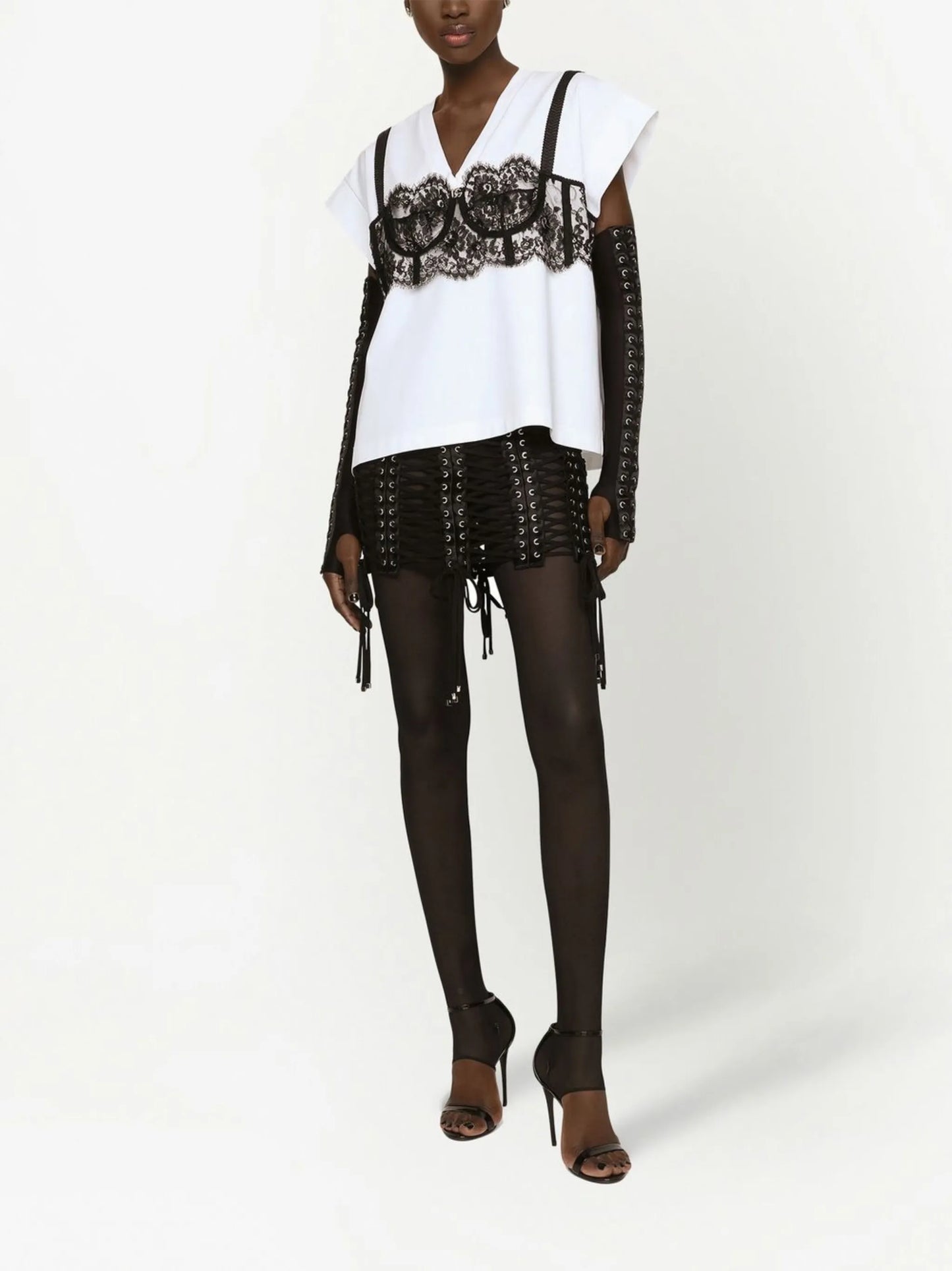 lace-detail bustier T-shirt