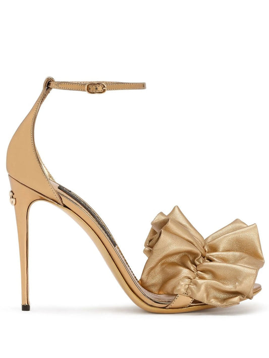ruched-detail metallic sandals