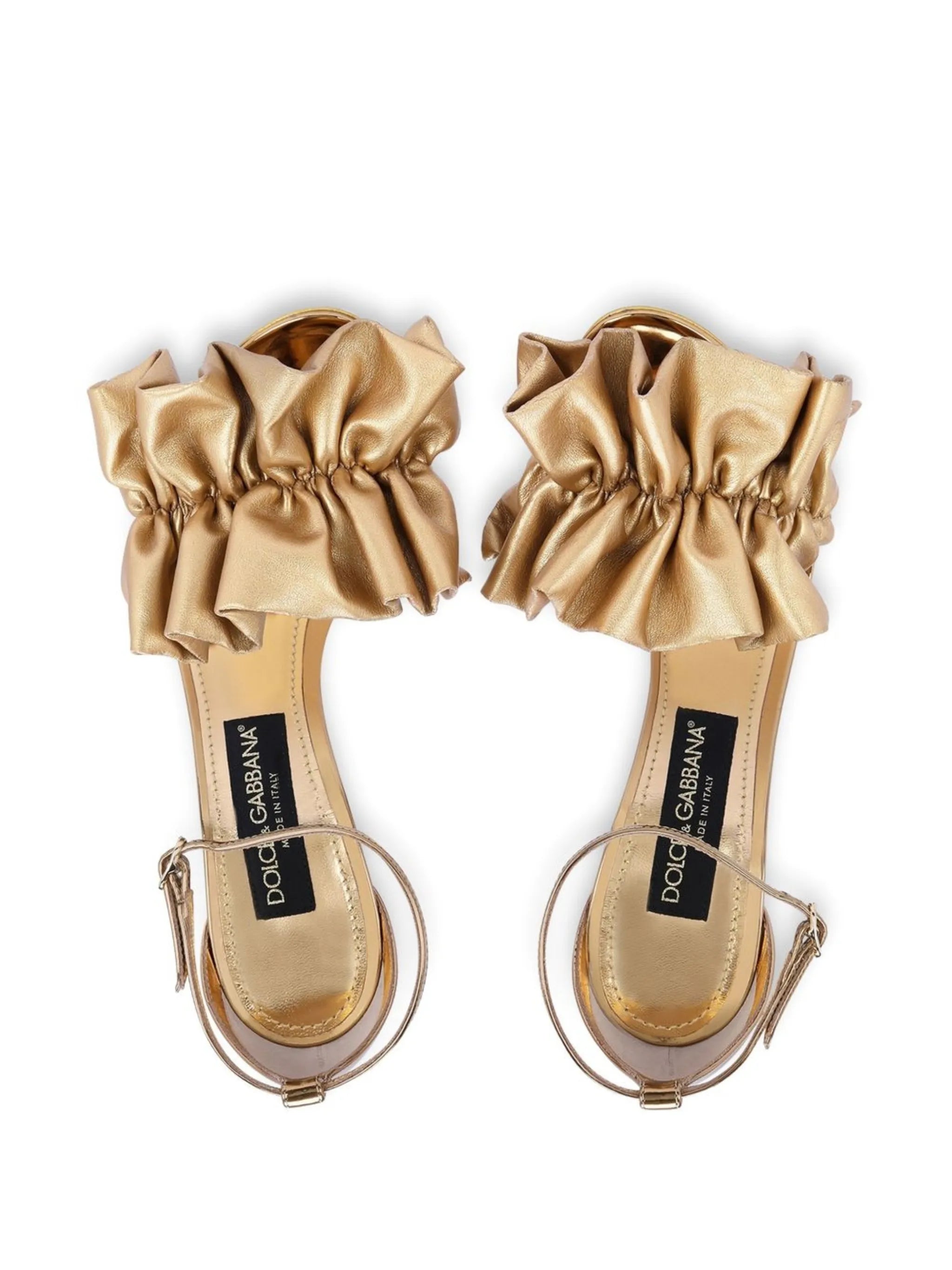 ruched-detail metallic sandals