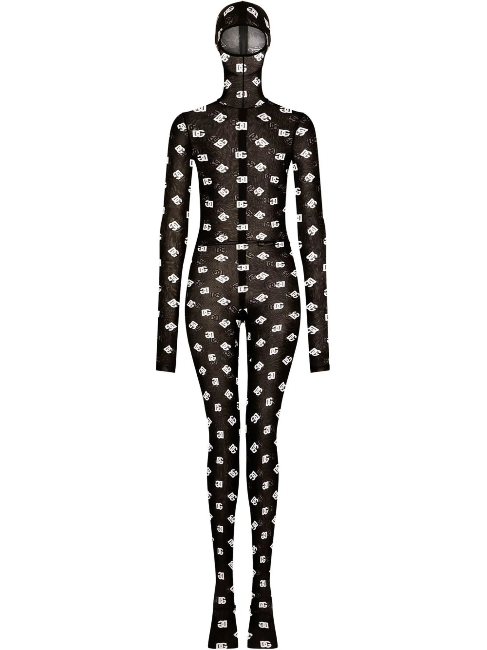 logo-print hooded jumpsuit