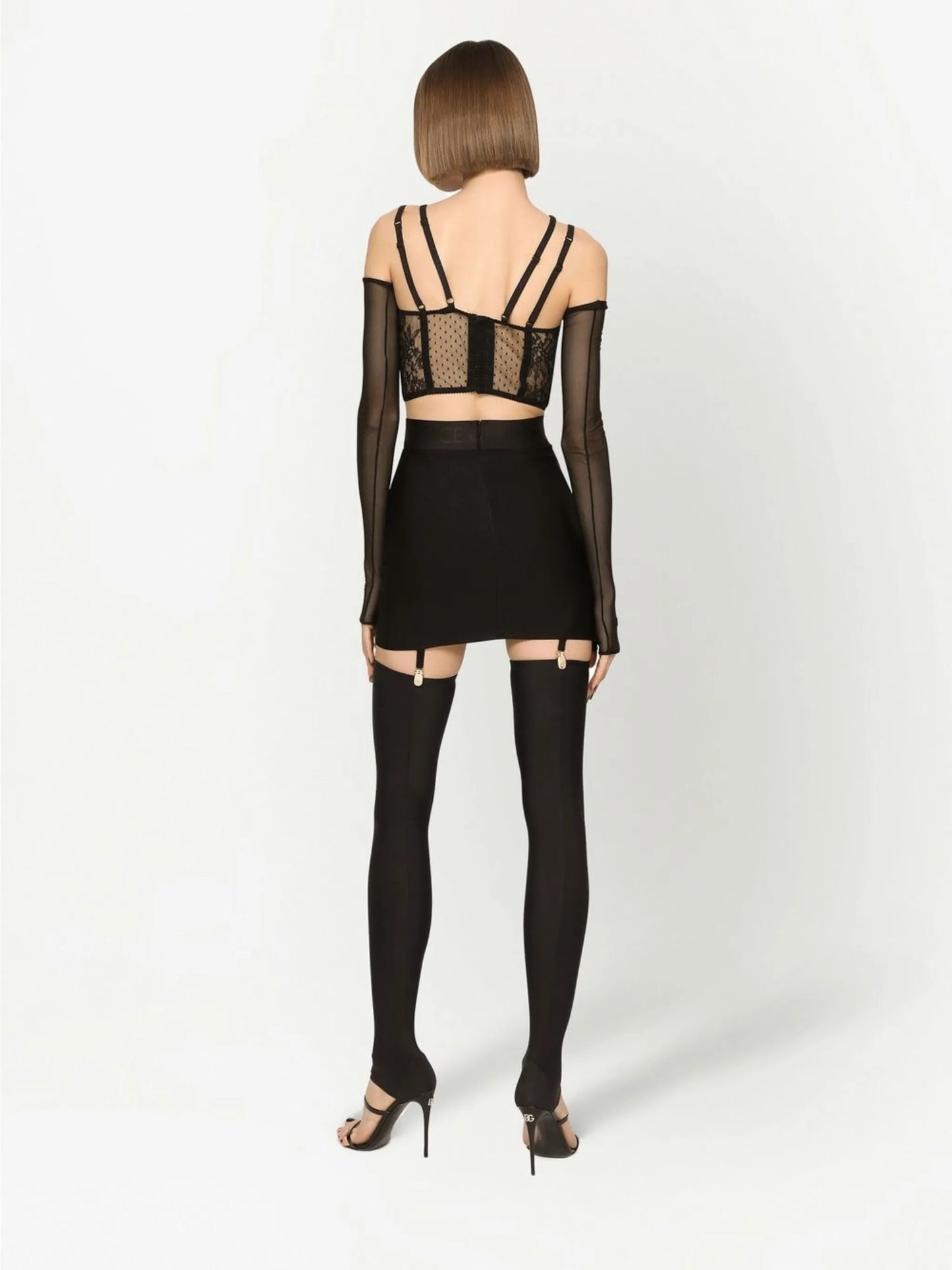 logo-waistband fitted miniskirt