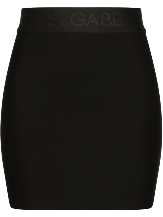 logo-waistband fitted miniskirt