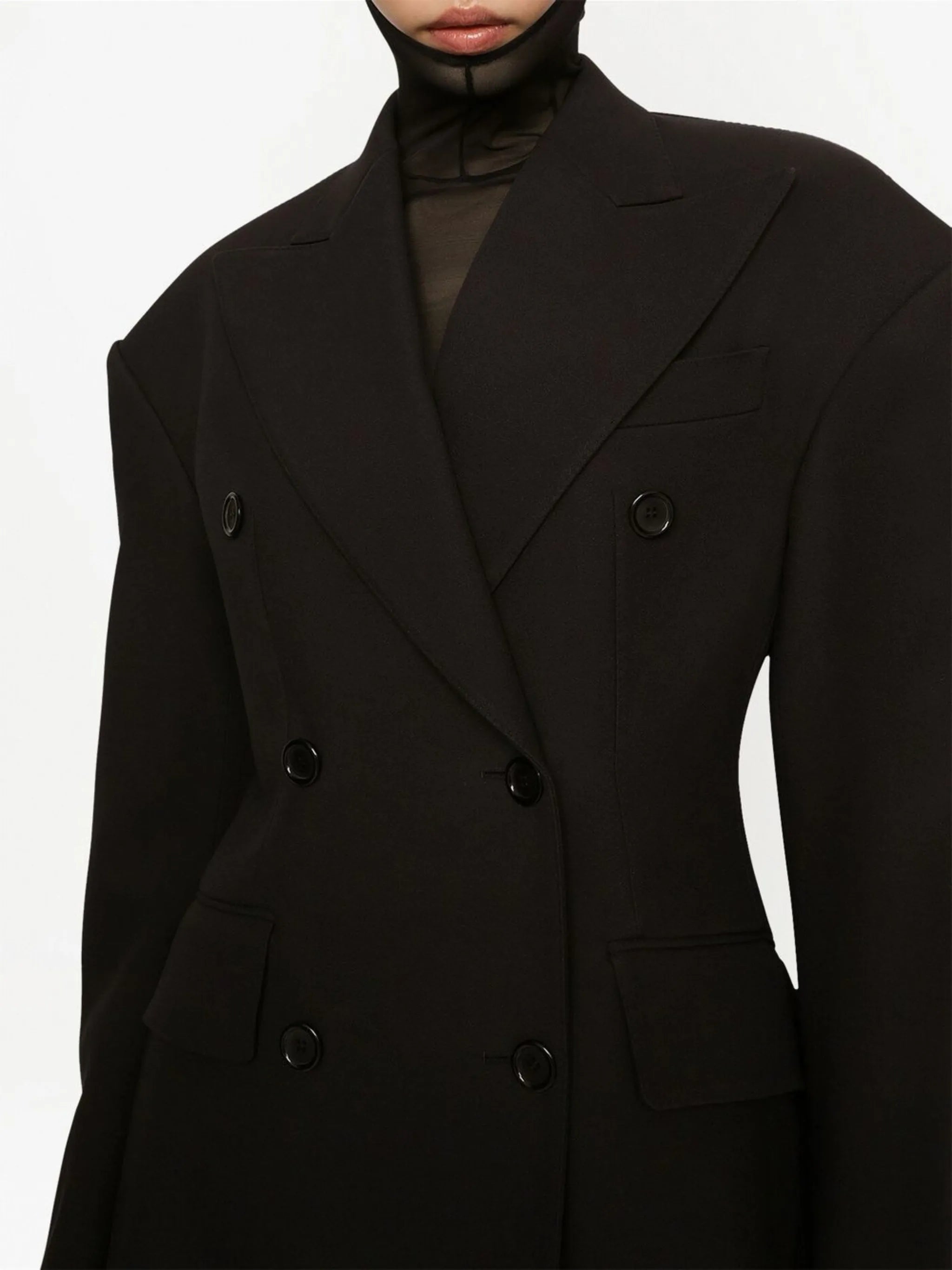 double-breasted crepe coat