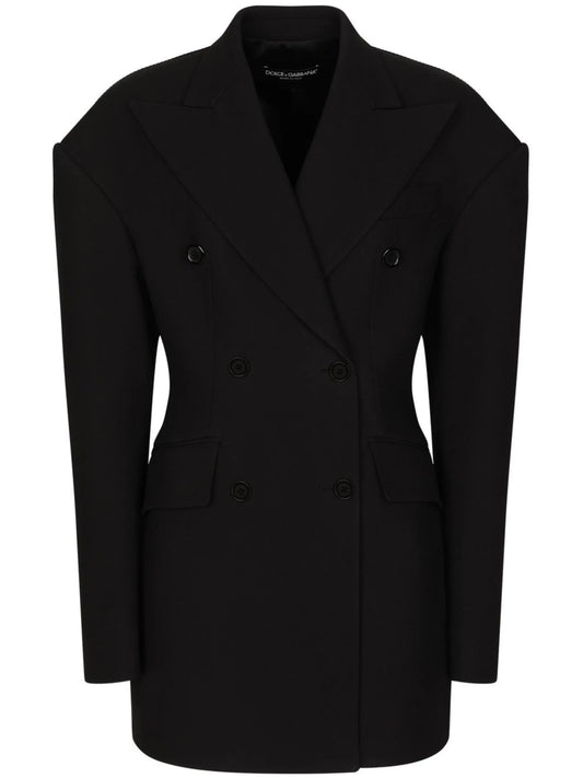 double-breasted crepe coat