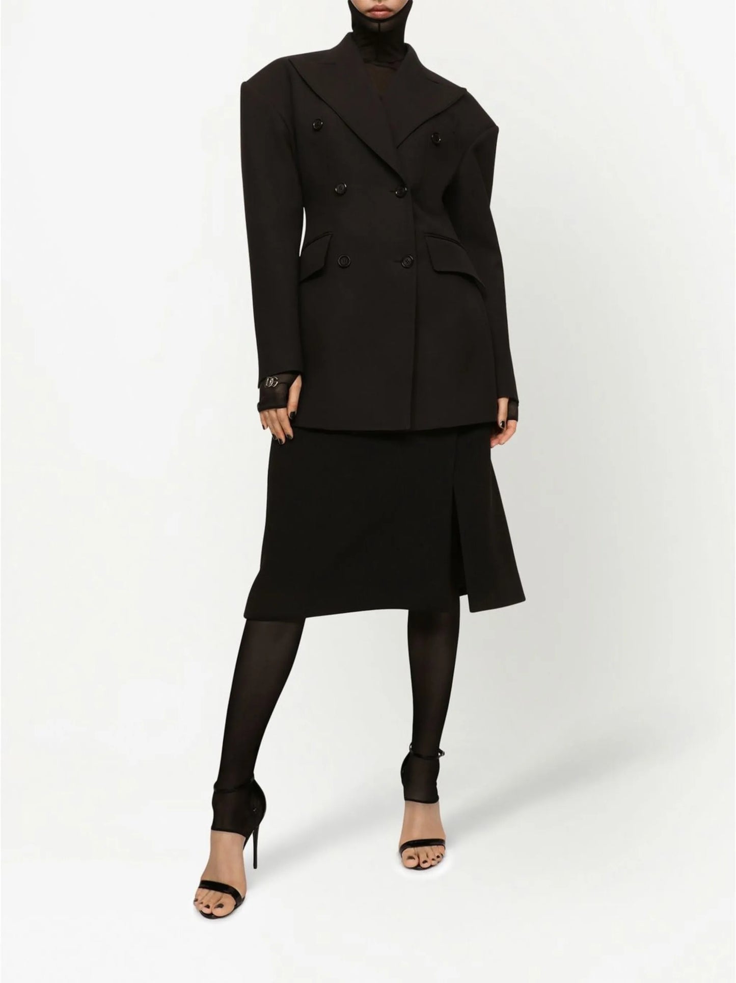 double-breasted crepe coat