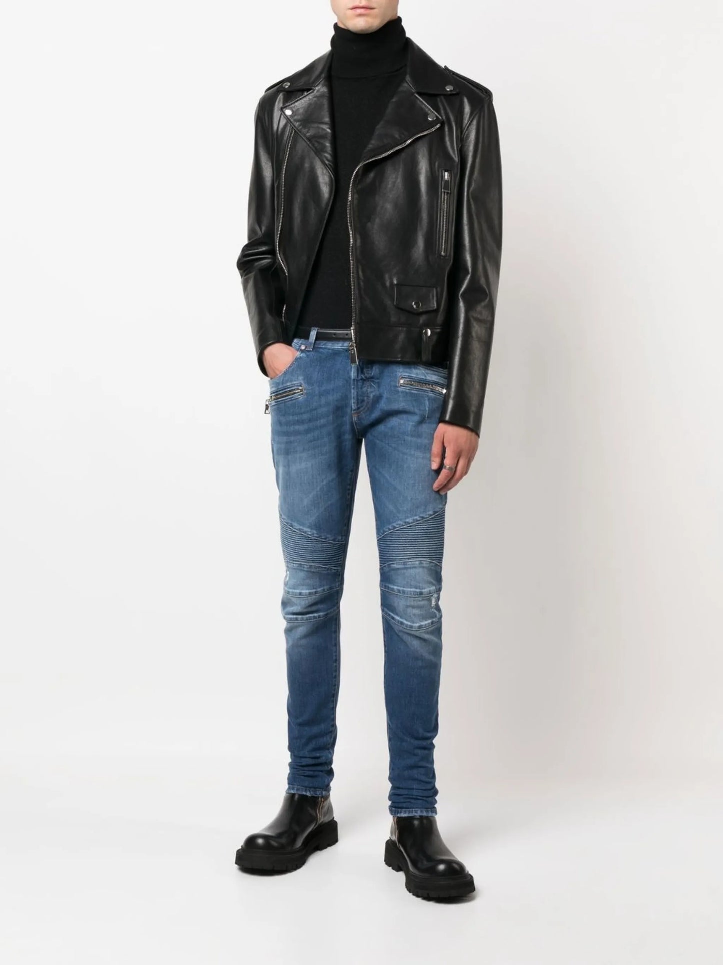 ribbed-detail skinny jeans