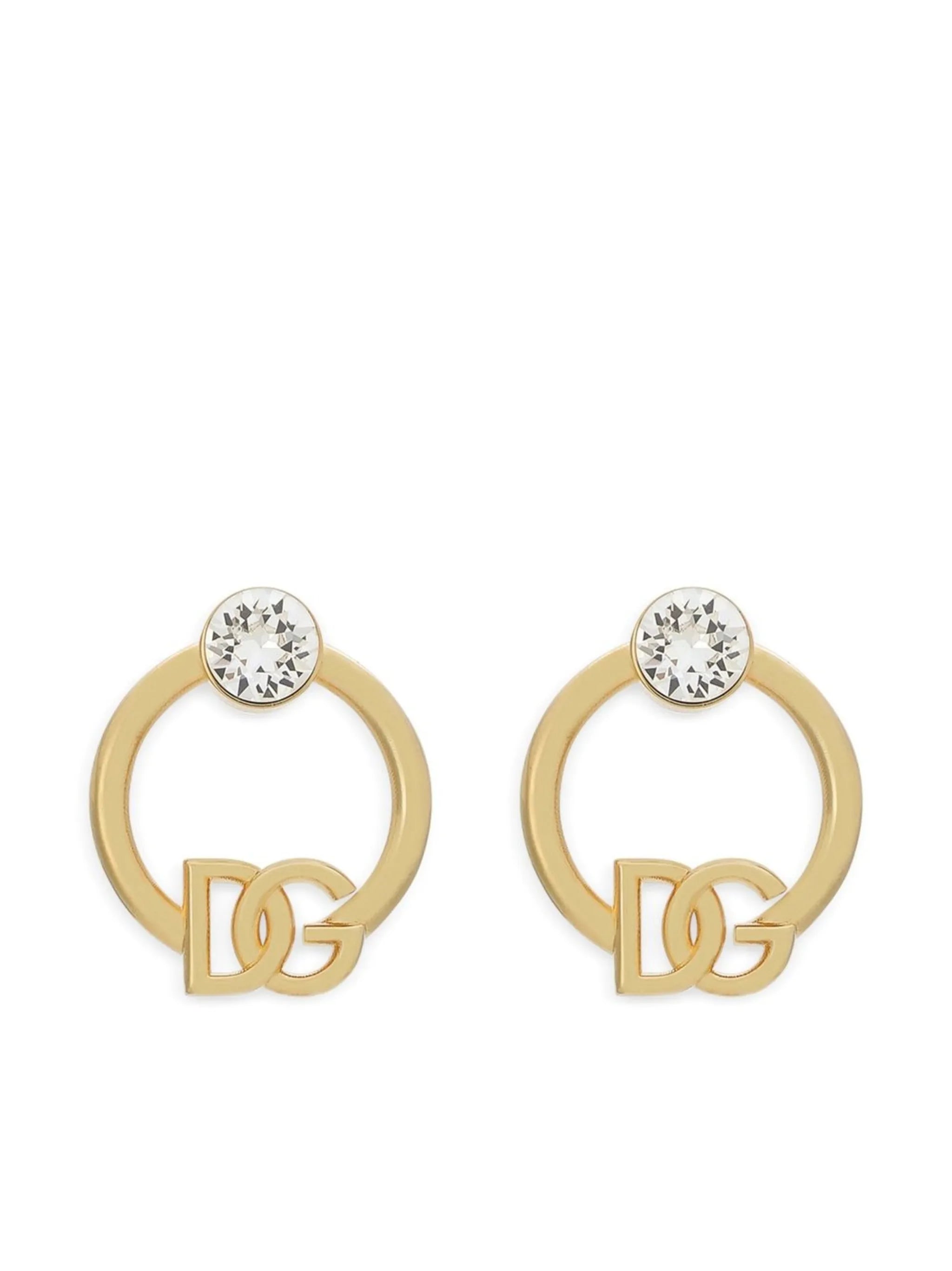 DG-logo rhinestone-embellished hoop earrings