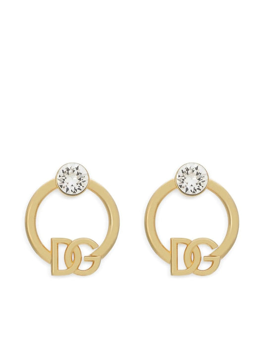 DG-logo rhinestone-embellished hoop earrings