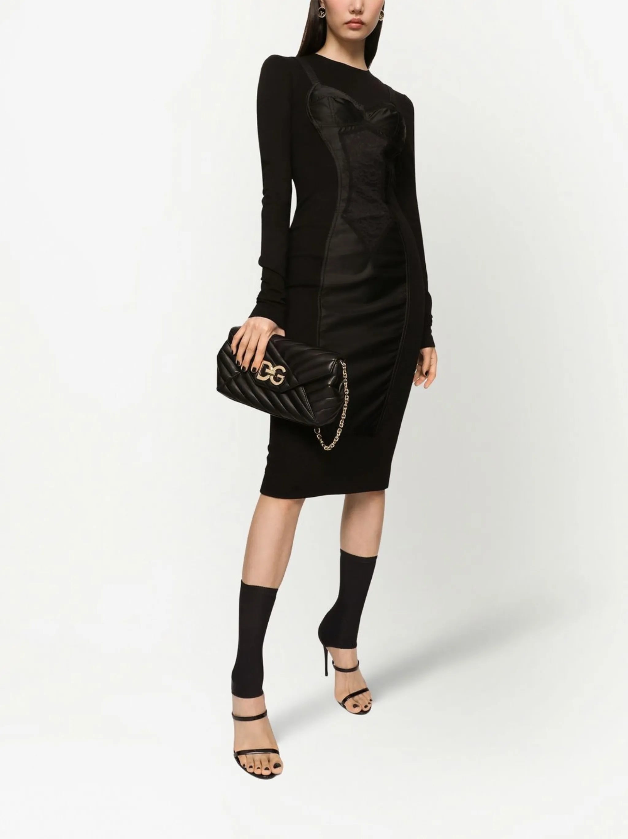 trompe l'oeil-detailed sheath dress