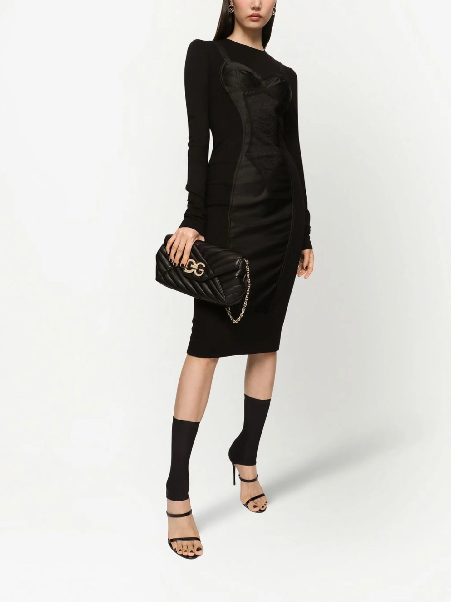 trompe l'oeil-detailed sheath dress