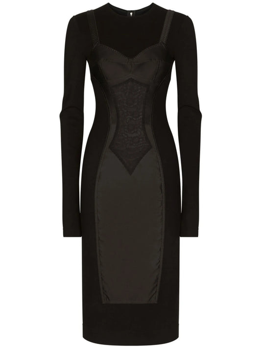 trompe l'oeil-detailed sheath dress