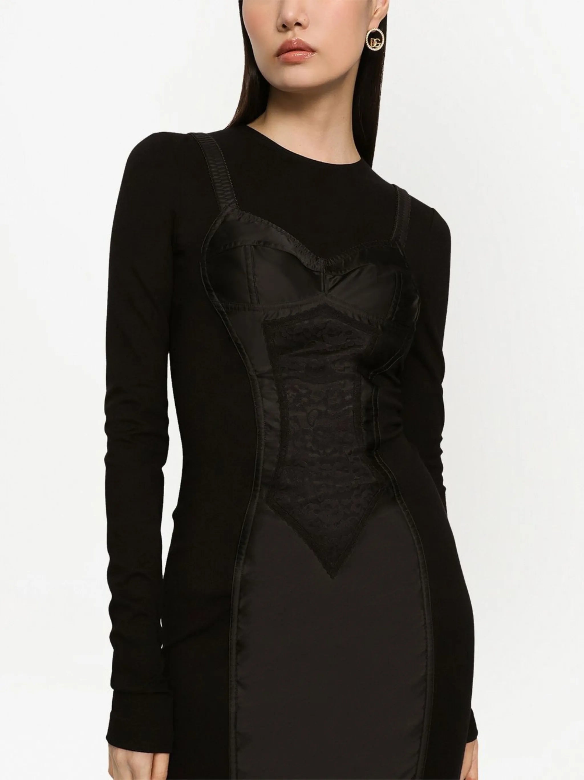 trompe l'oeil-detailed sheath dress