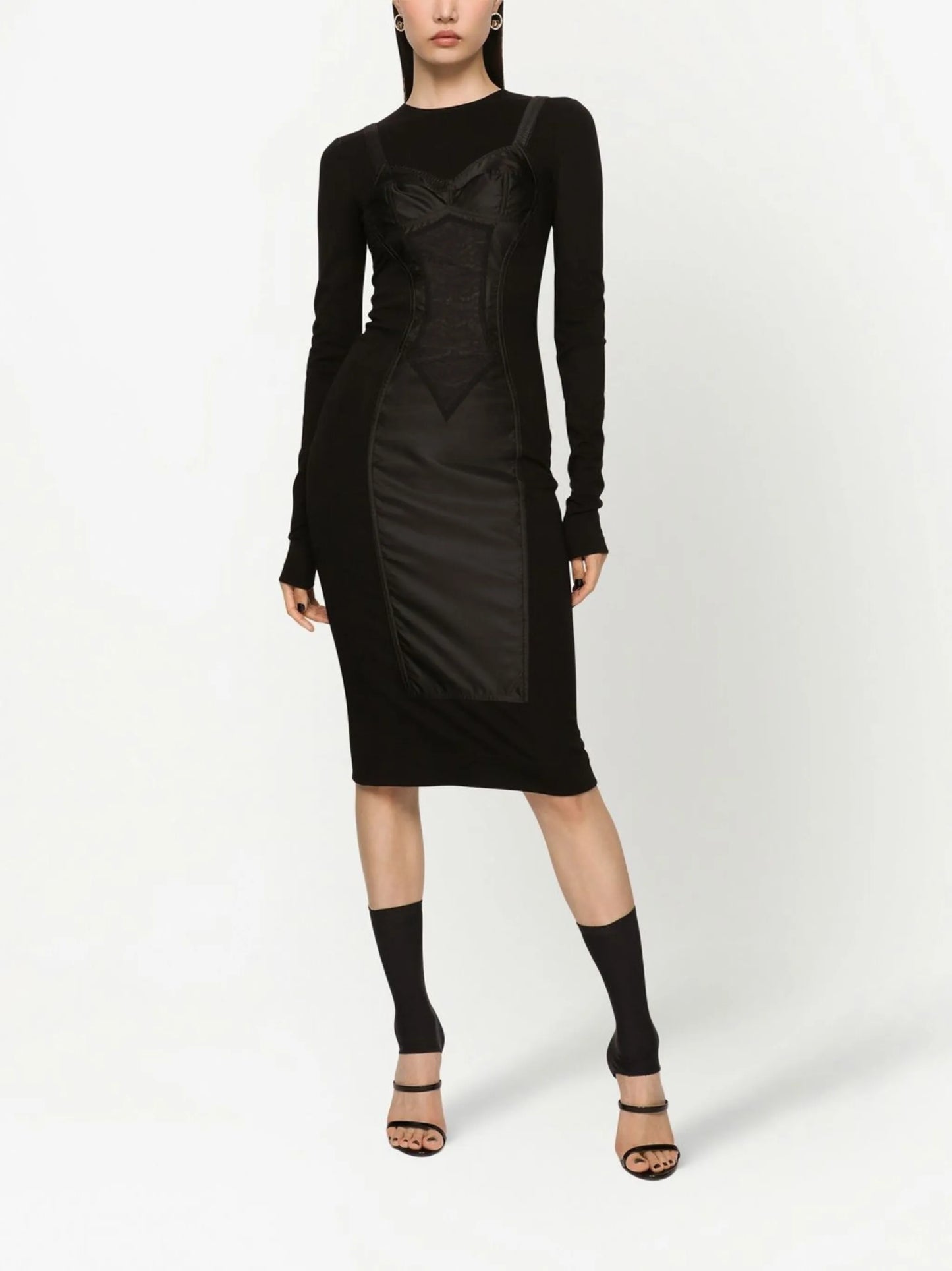 trompe l'oeil-detailed sheath dress