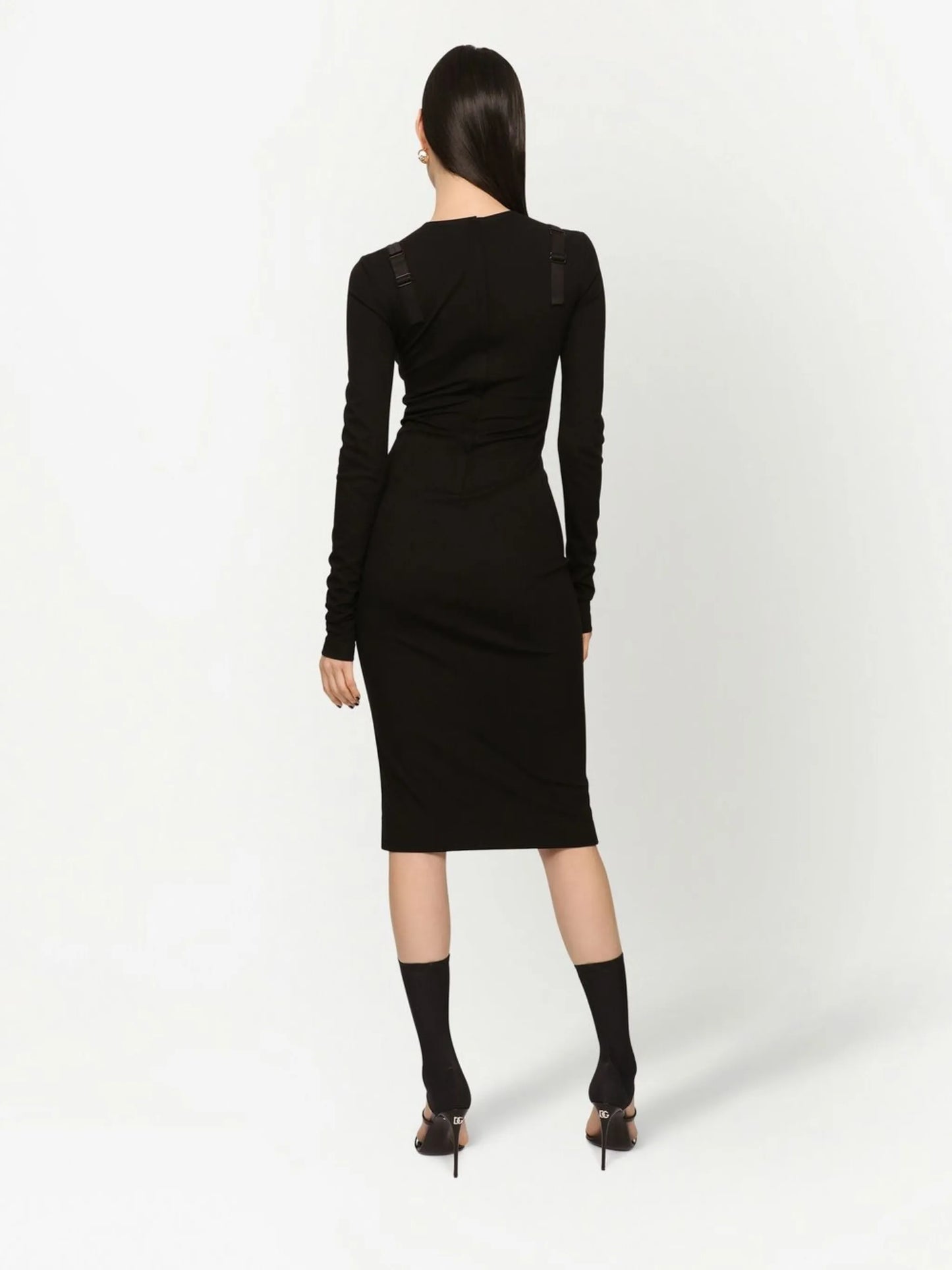 trompe l'oeil-detailed sheath dress