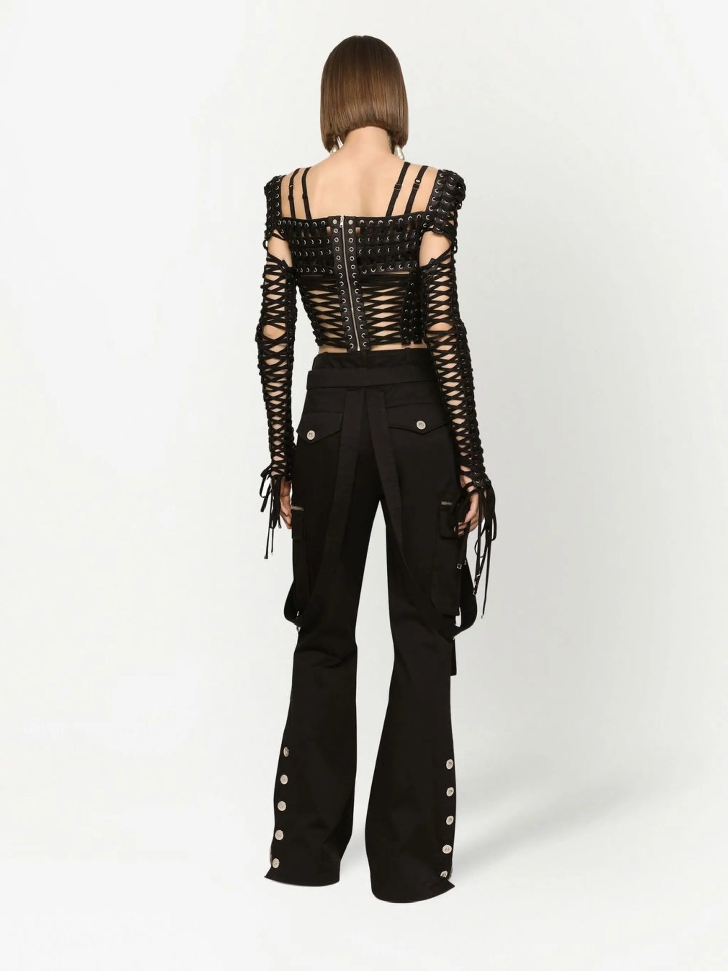 suspender detail cargo trousers