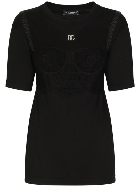 bralette-detailed short sleeved T-shirt