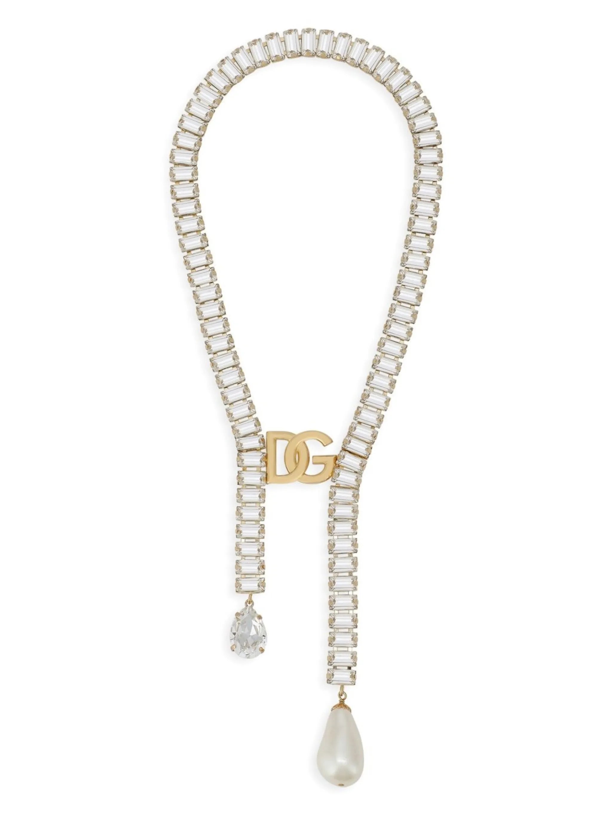 rhinestone-embellished logo necklace