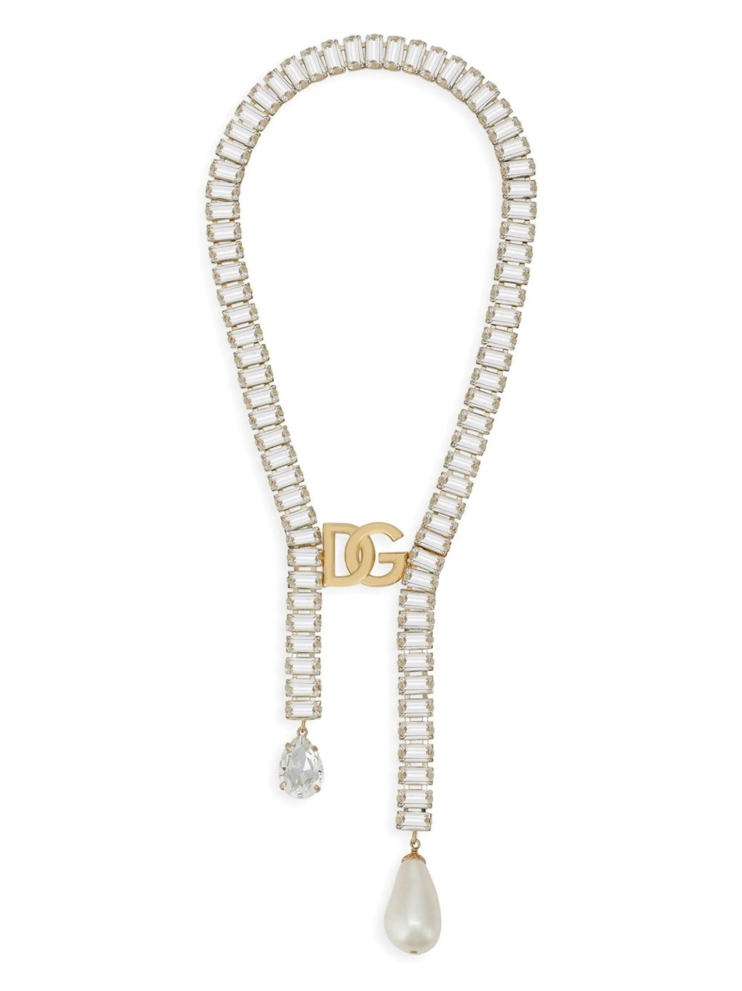 rhinestone-embellished logo necklace