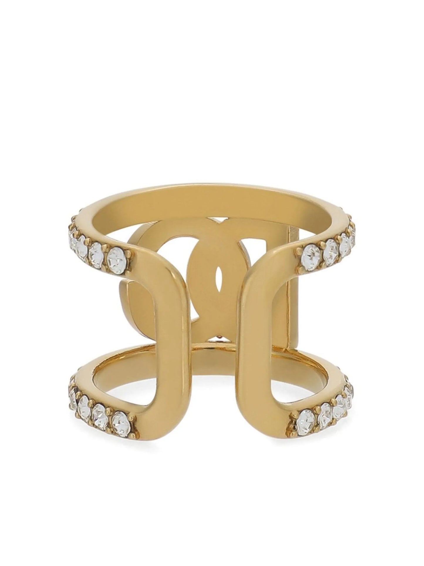 rhinestone-embellished logo ring