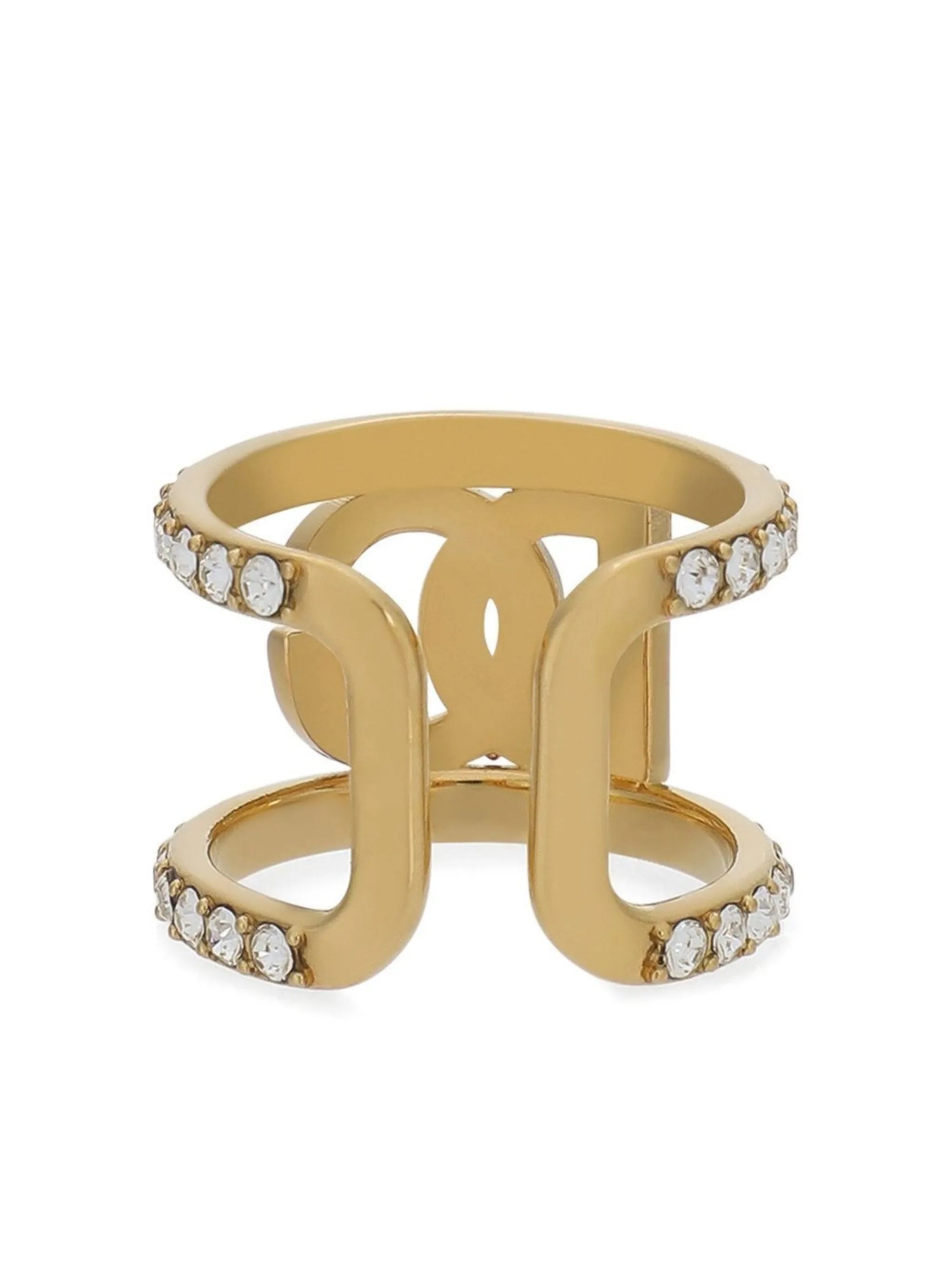 rhinestone-embellished logo ring