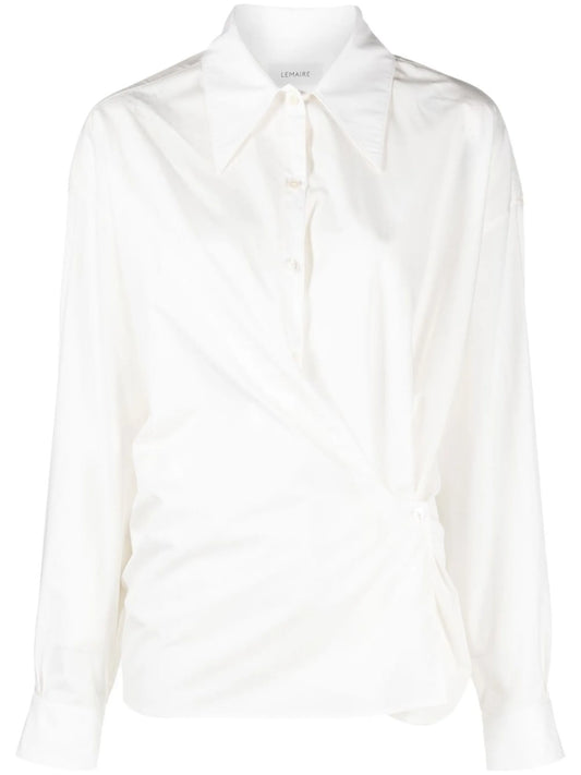 asymmetric-button long-sleeve shirt