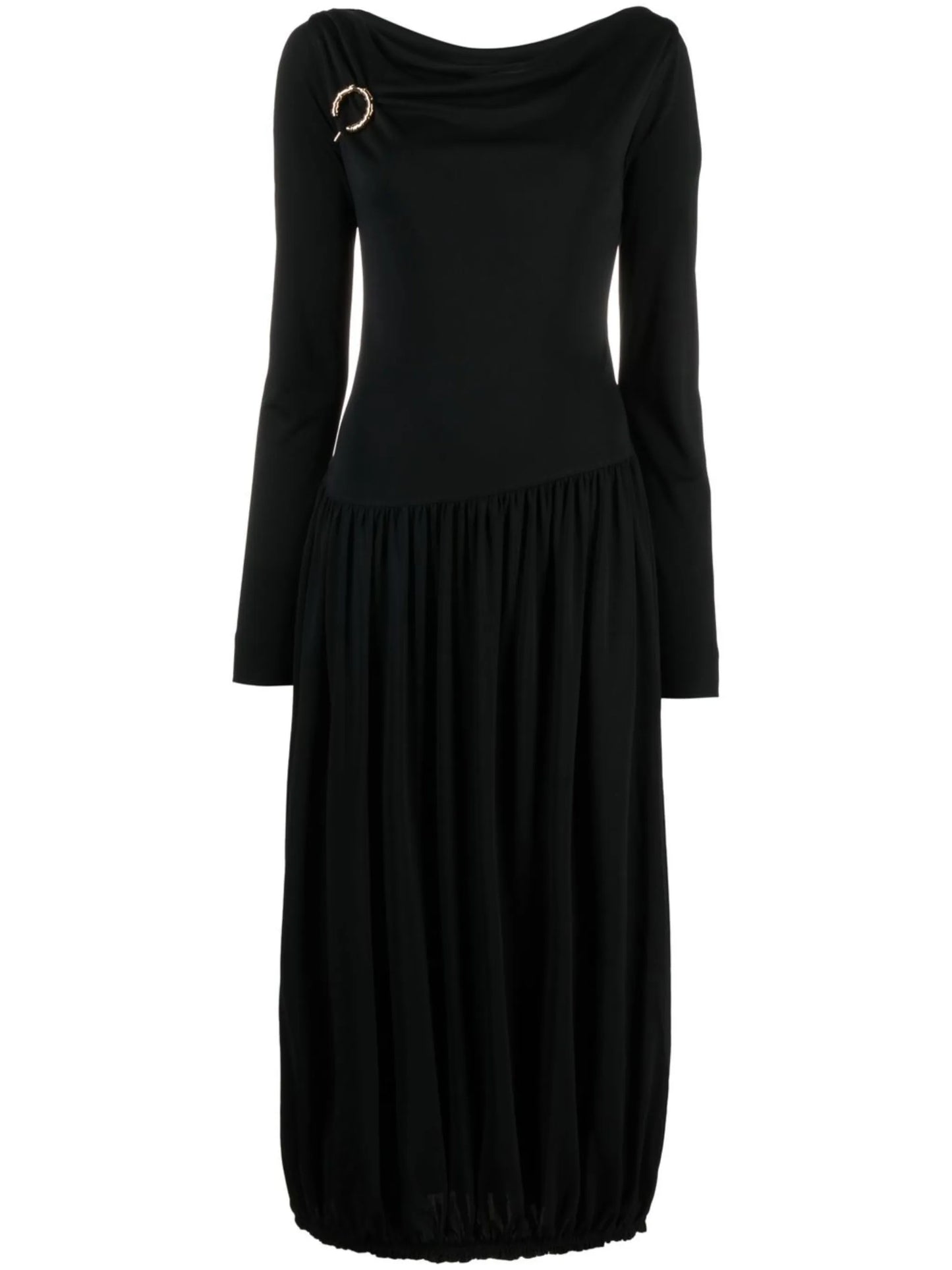long-sleeve asymmetric midi dress