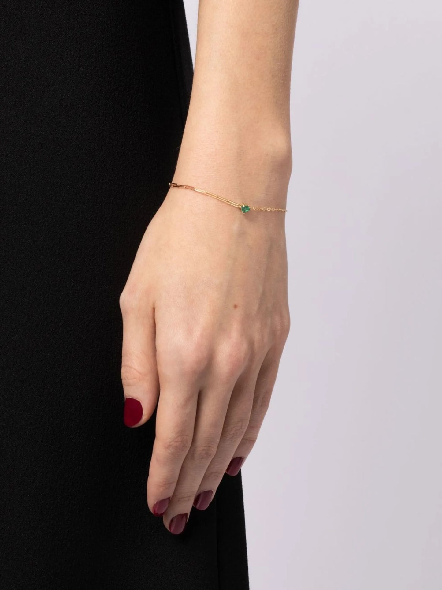 18kt yellow gold Solitaire Coeur emerald bracelet