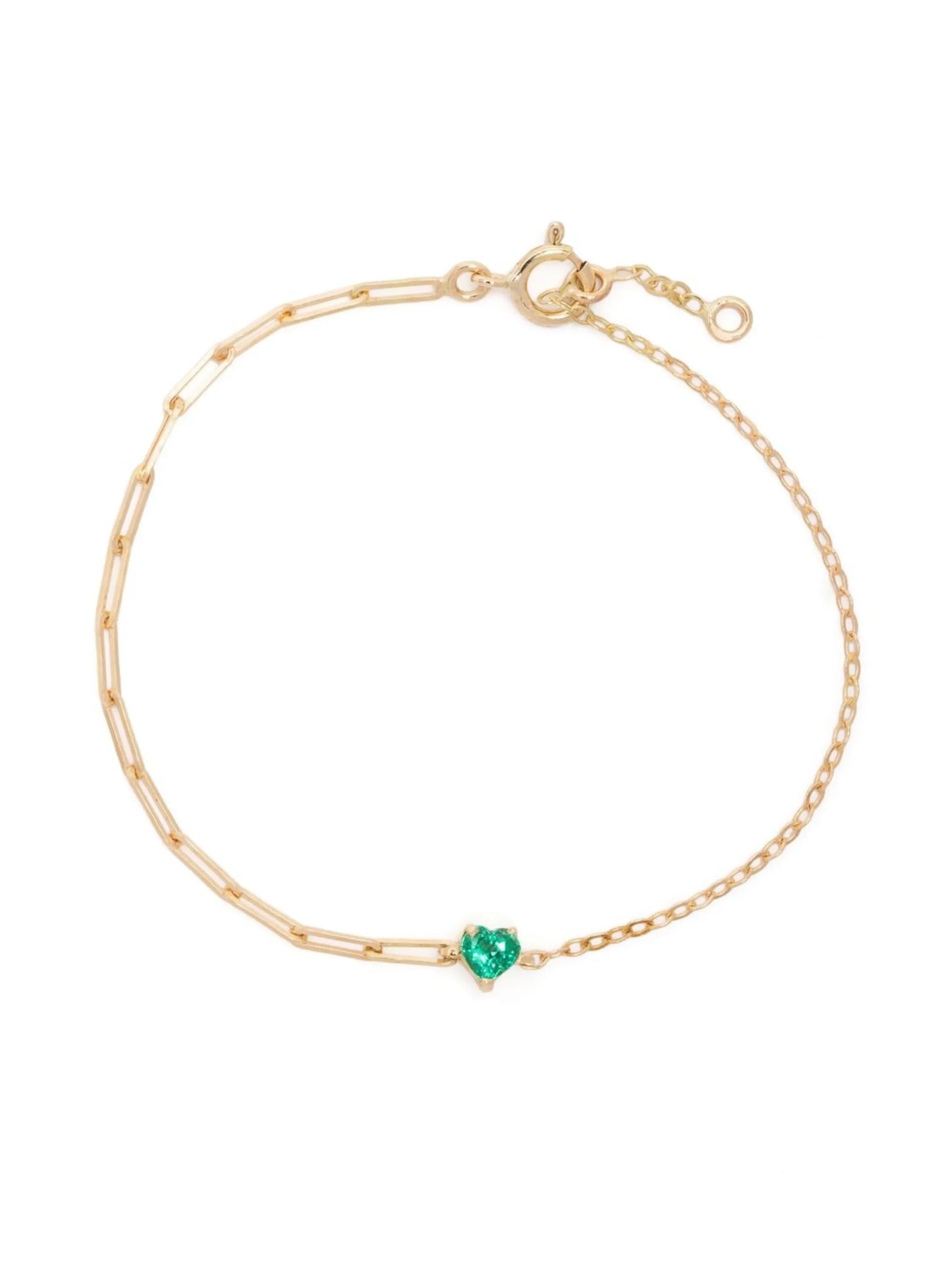 18kt yellow gold Solitaire Coeur emerald bracelet