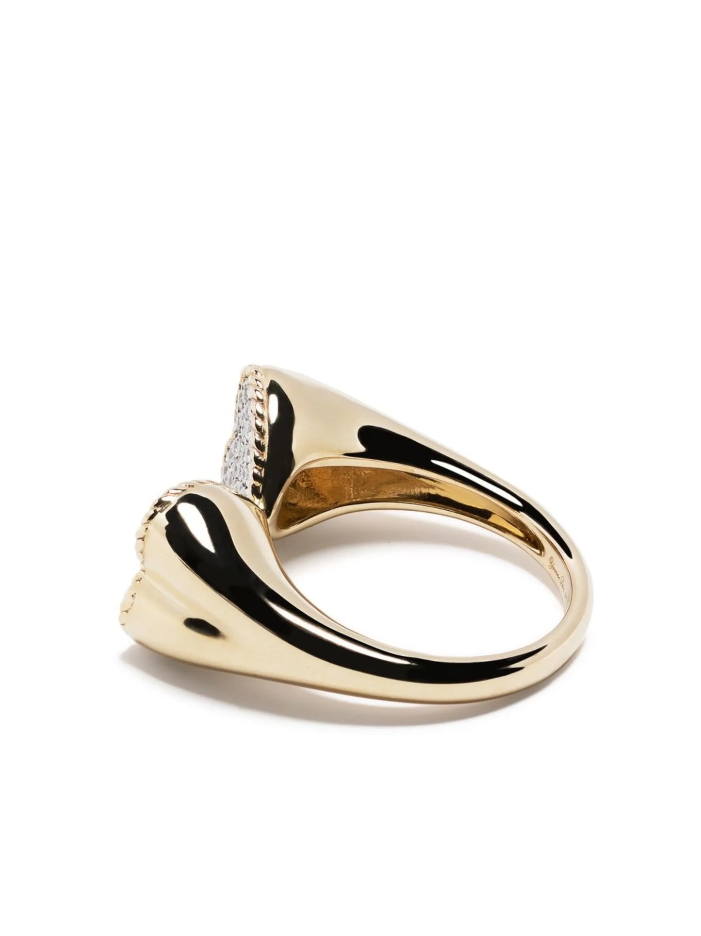 9kt yellow gold Double Coeur diamond ring