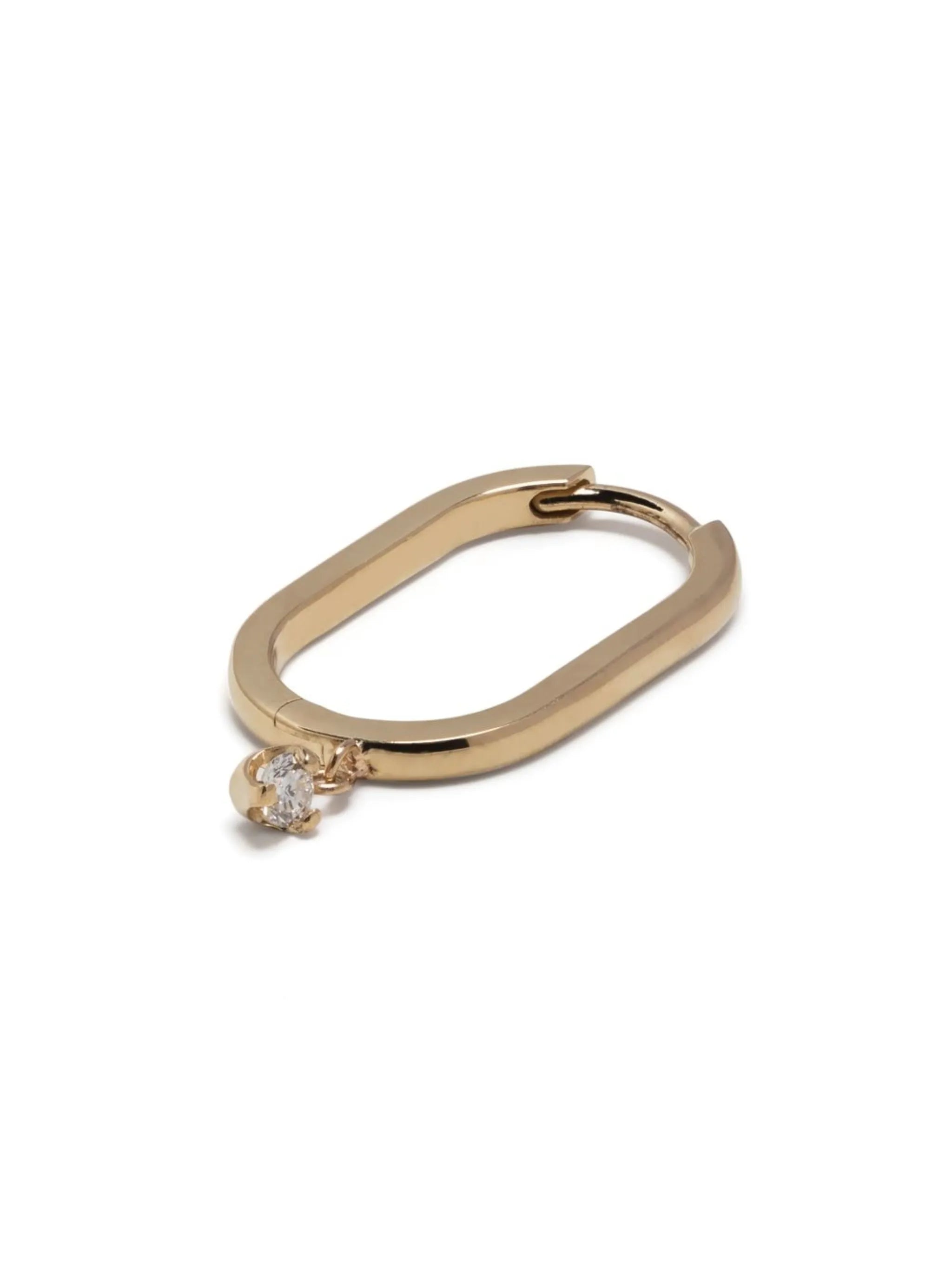 14kt yellow gold Large Oval diamond hoops
