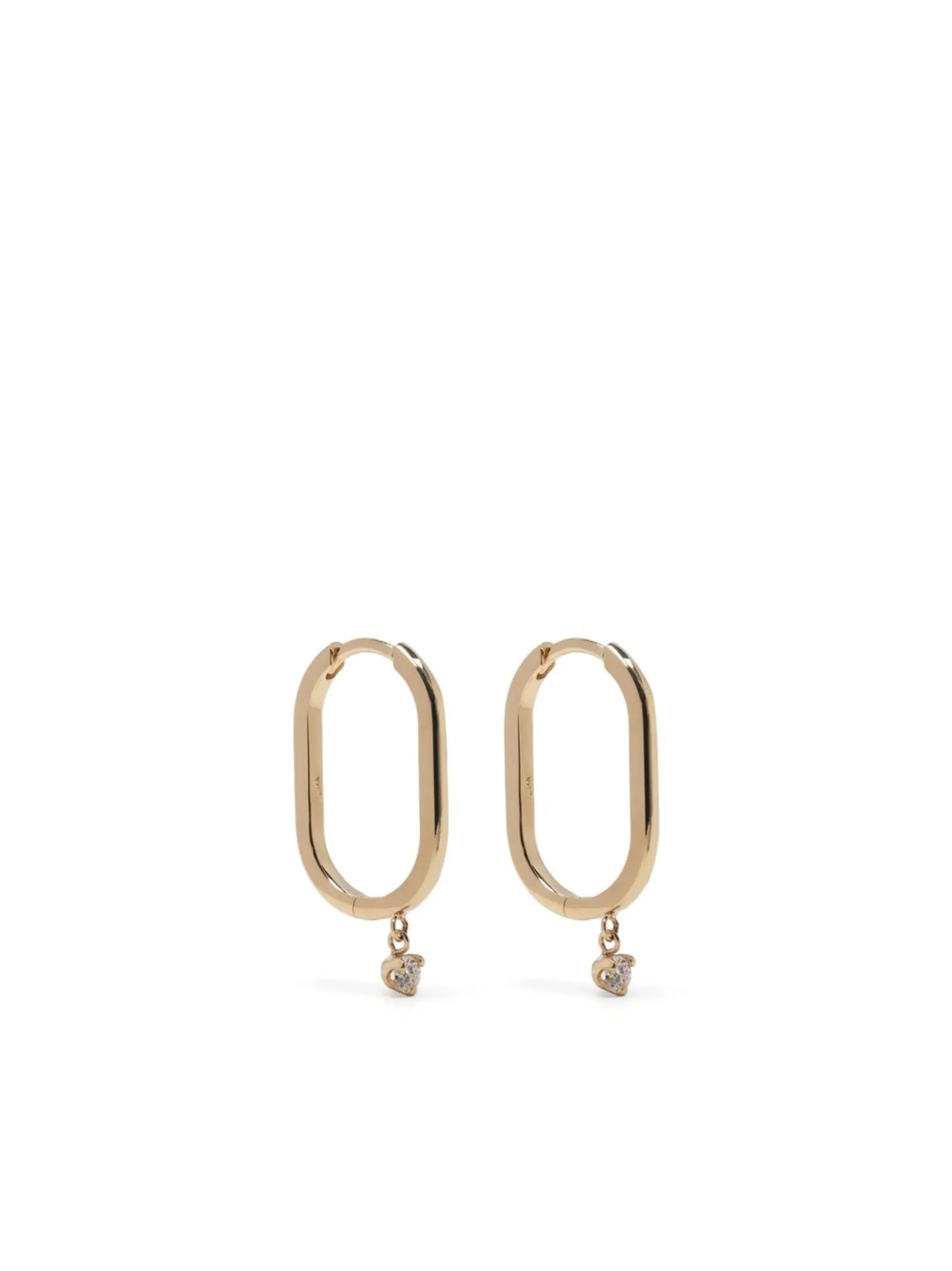 14kt yellow gold Large Oval diamond hoops